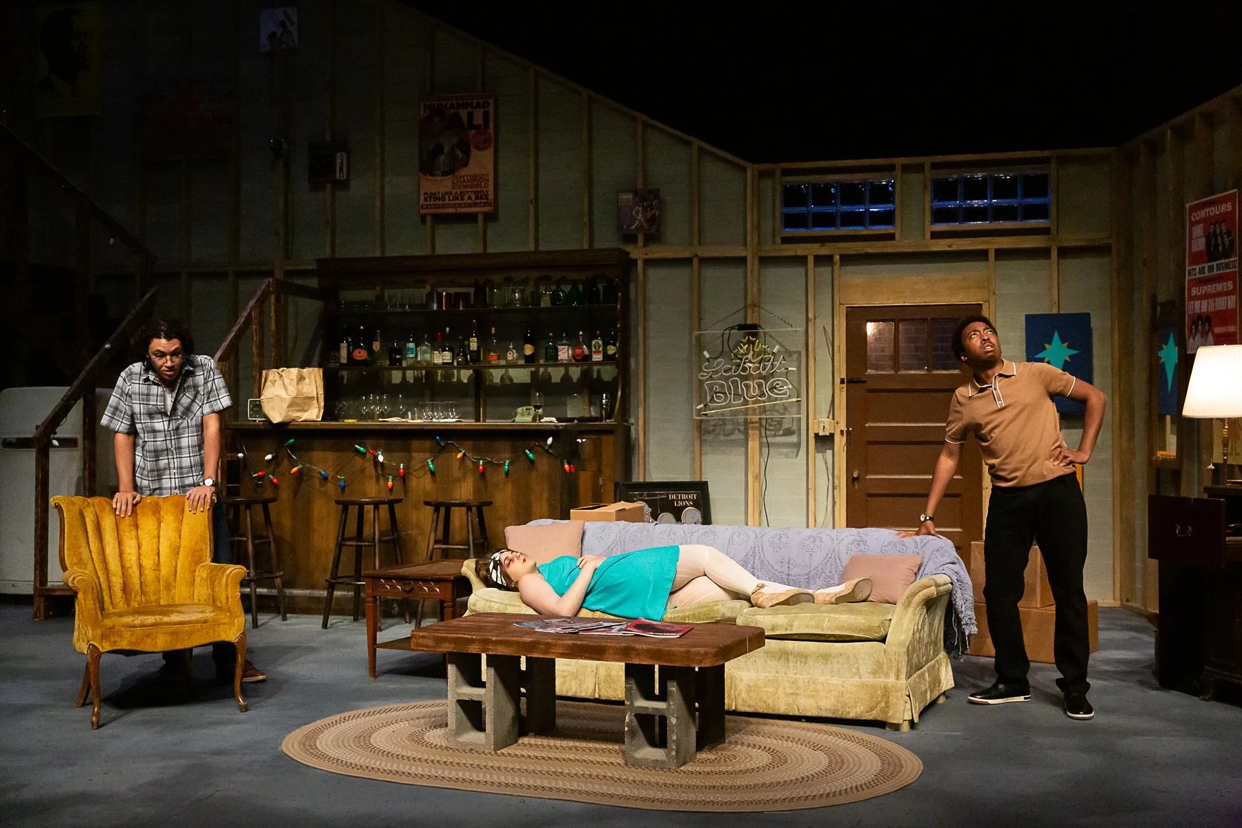   Detroit ‘67  by Dominique Morisseau  Sam Houston State University, Spring 2022  📸:Lynn Lane  Assistant Director: Joan Leah Alexander  Stage Manager: Javon Rougely  Scenic Design: Nicholas Graves  Costume Design: George Curry  Lighting Design: Eric