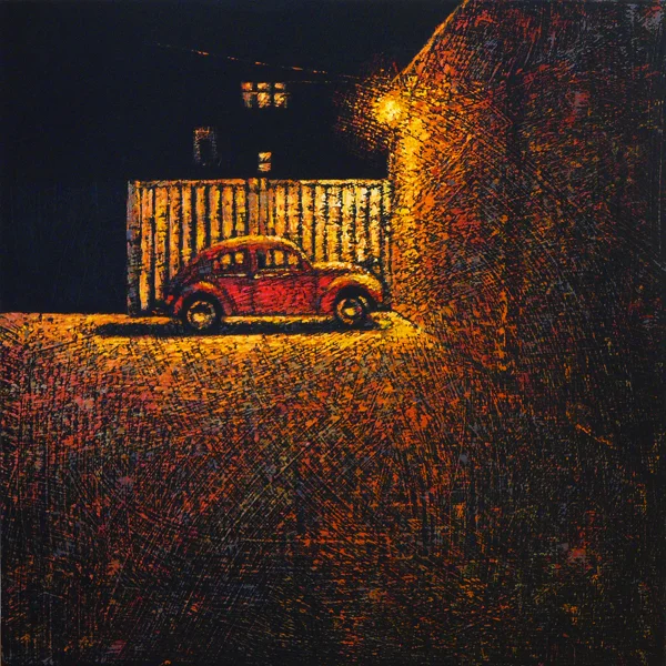 BANK STREET IN THE GLEBE AT NIGHT (Ottawa) 2013 12x12" acrylic on panel SOLD