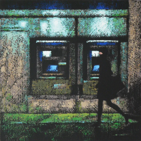 BANK STREET AT NIGHT IV (Ottawa) 2013 12x12" acrylic on panel SOLD