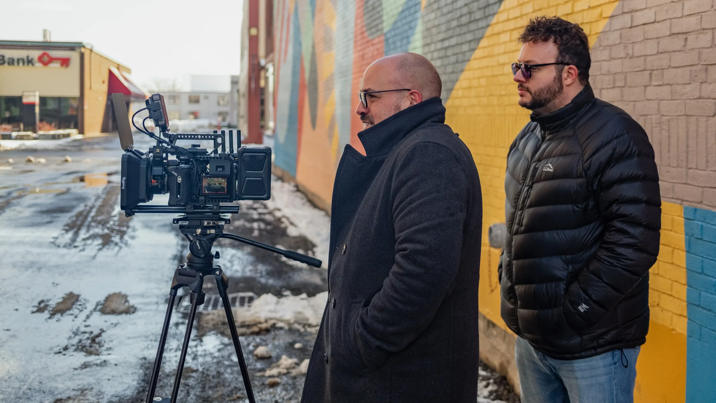 Jon Caron and Dom Portalla behind the scenes on a commercial shoot for Maine State Credit Union MSCU based out of Maine