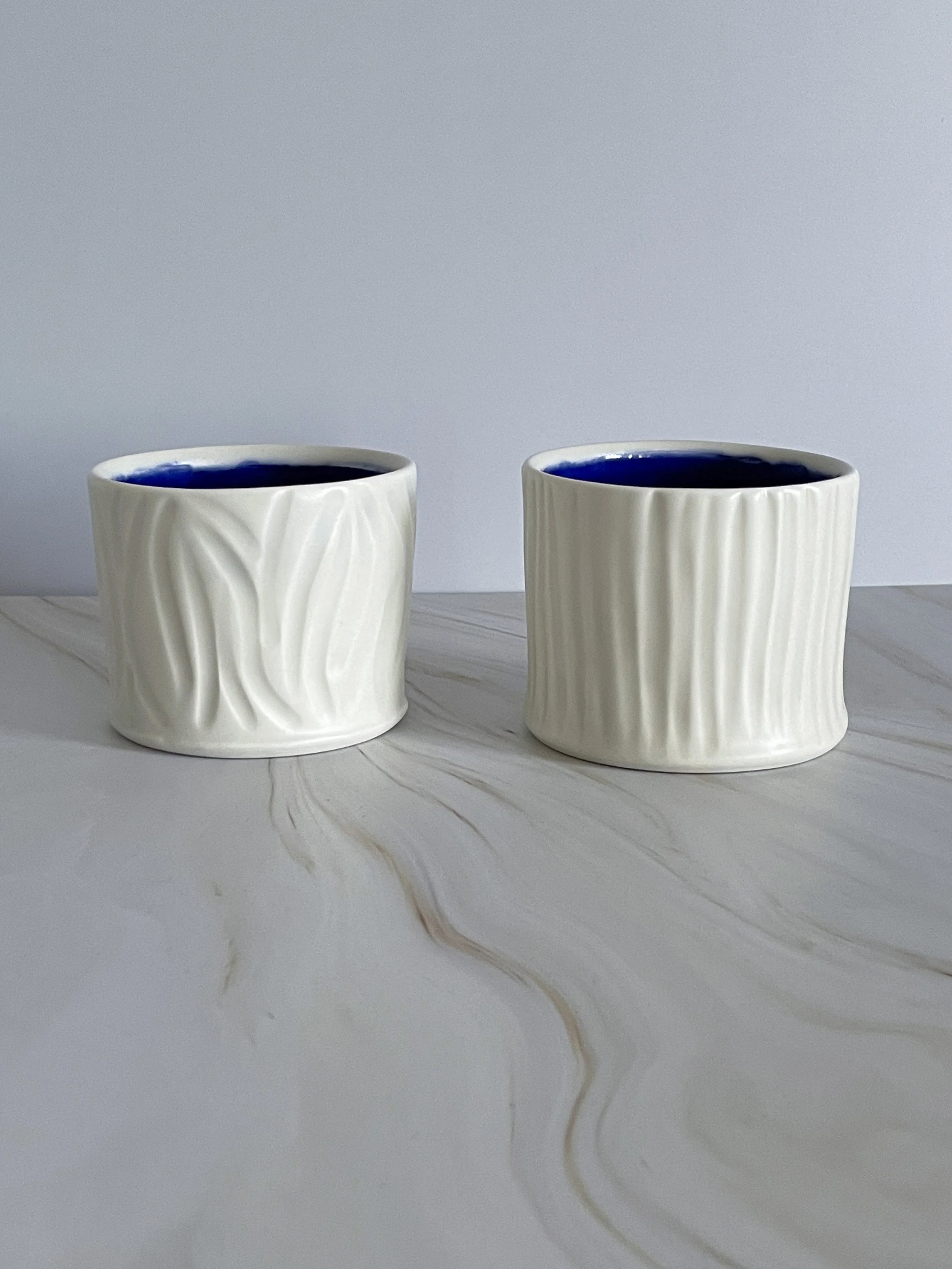 Textured Tumblers Cobalt/White