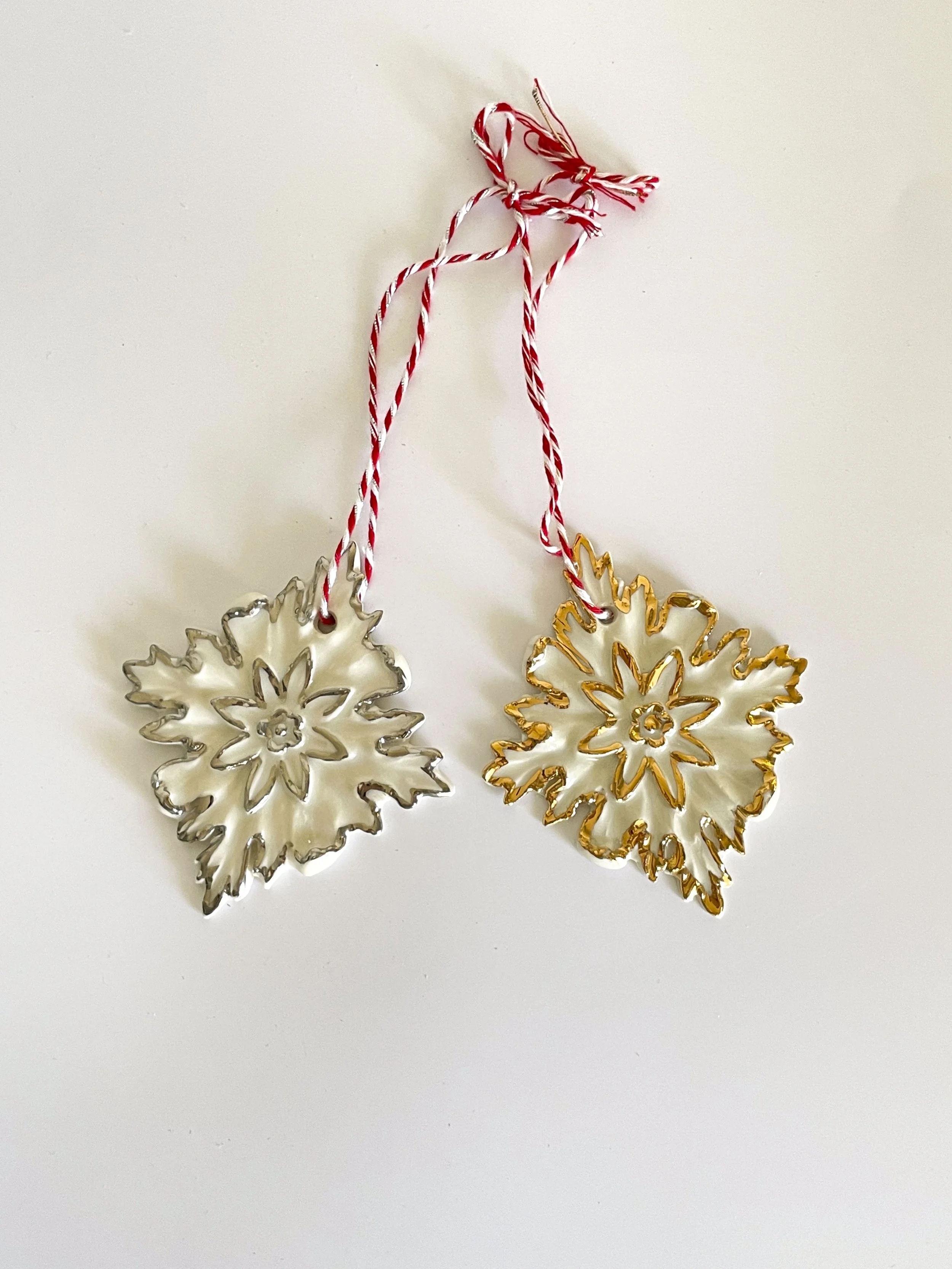 Snowflake Ornaments - Clear w/Silver or Gold