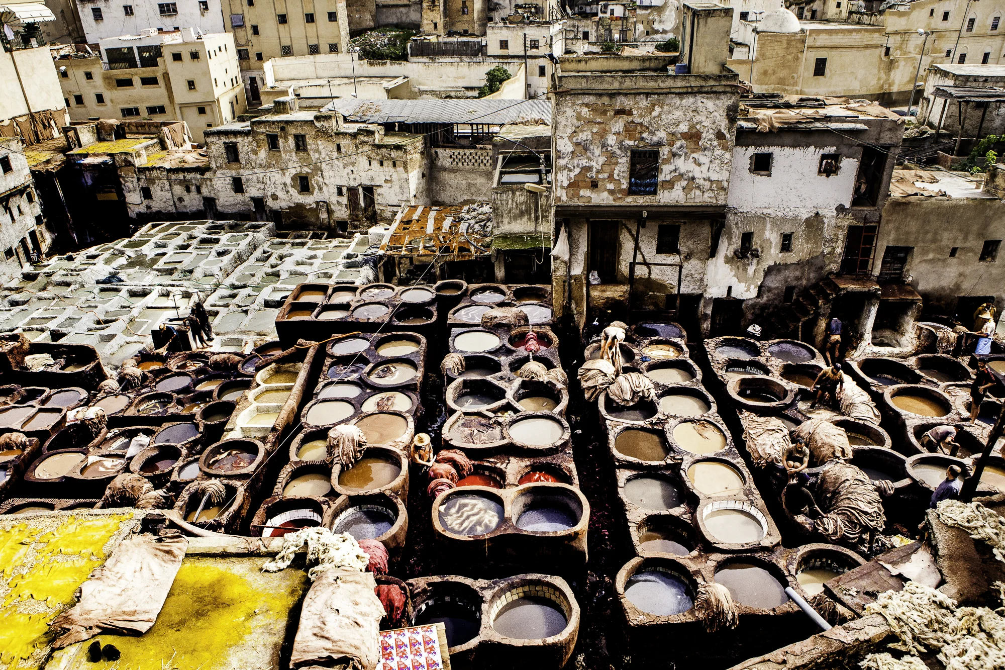 Square pegs, round holes: One of three leather tanneries in Fes