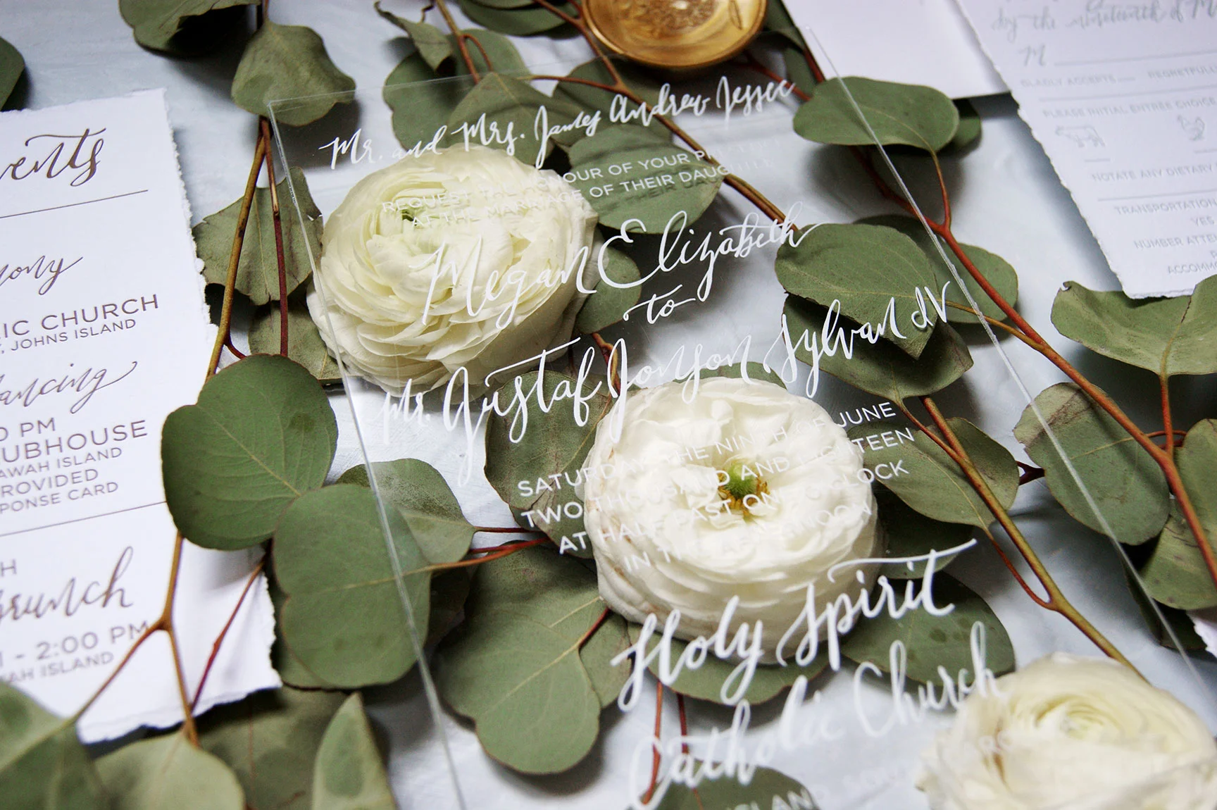 Kiawah Island Acrylic Wedding Invitation Detail