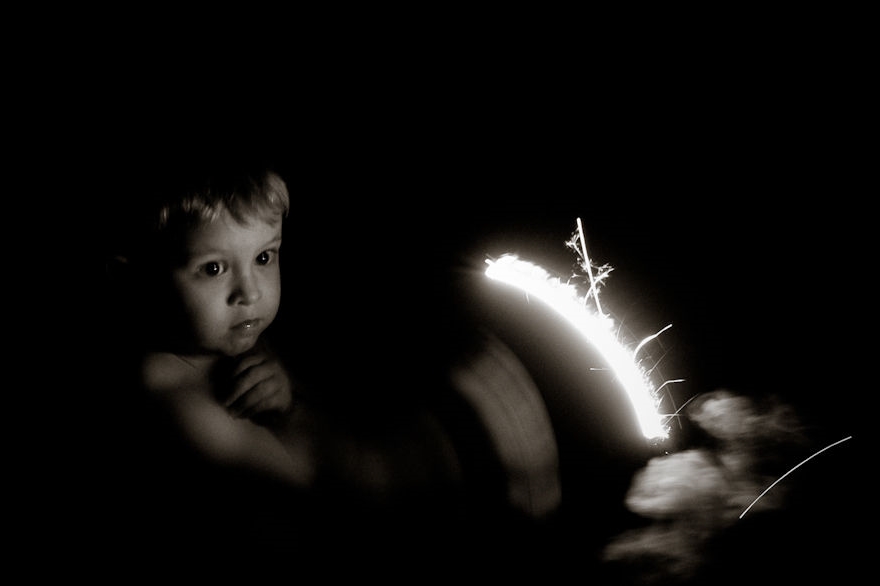With a parent (and bucket of water) nearby, sparklers are a useful training tool for safety