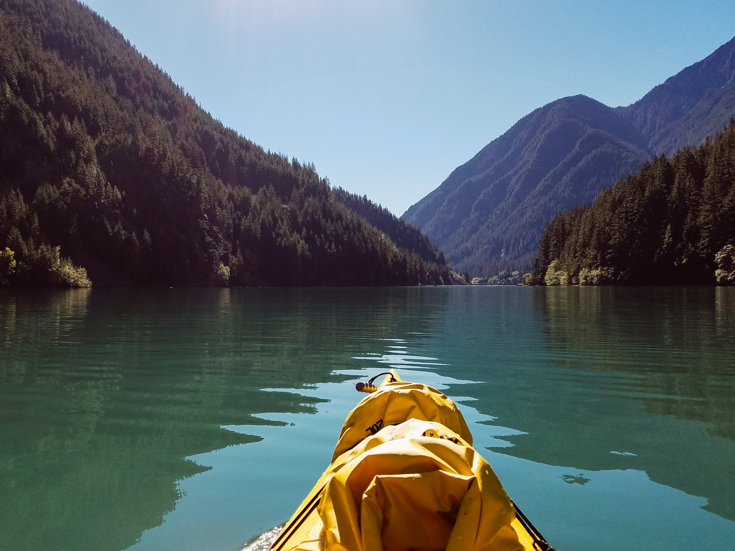 First you make your way through Diablo Lake and get portage across the Ross Lake dam.