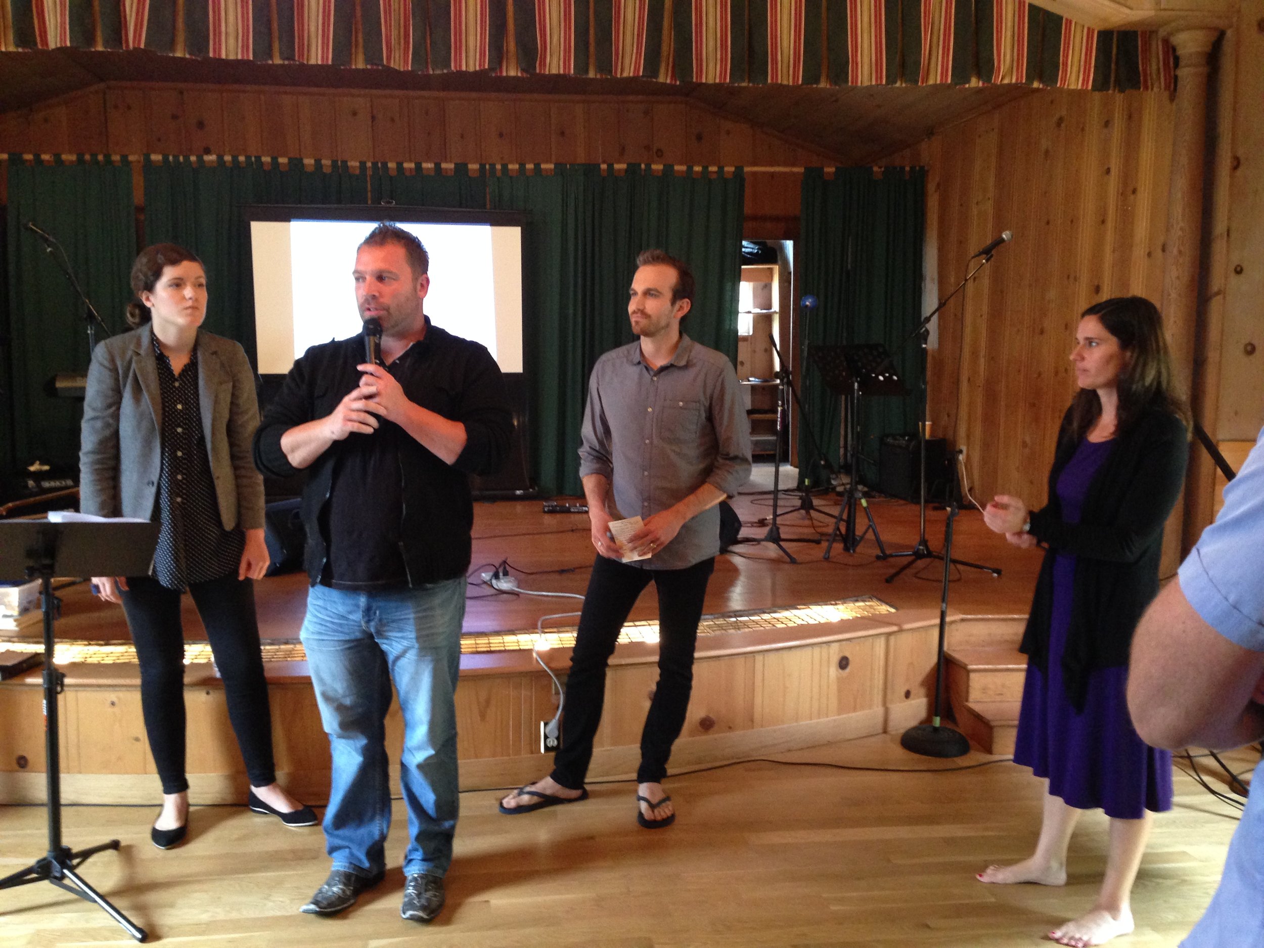 Jenny and James ministering with lead pastor Jake.
