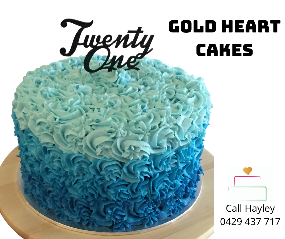 Blue Ombre 21st Cake
