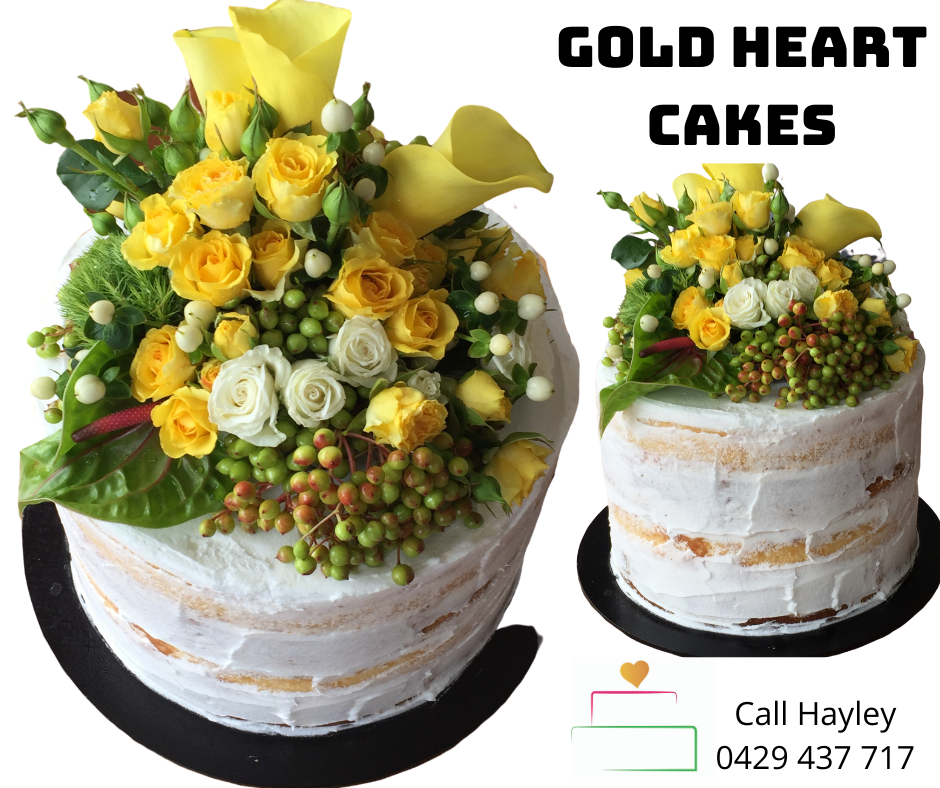 White frosting with yellow flower bouquet