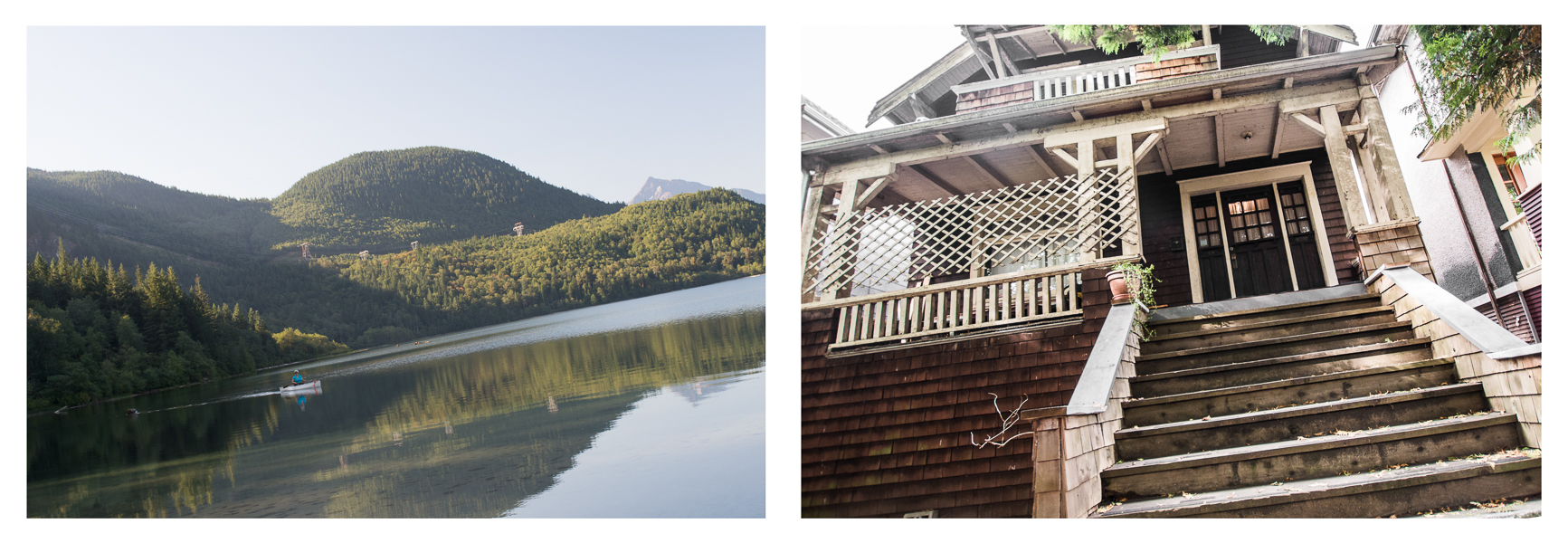 Tilting a water body can cause feelings of uneasiness. Tilting a character home can help re-iterate that there is something curious and unique about this house.