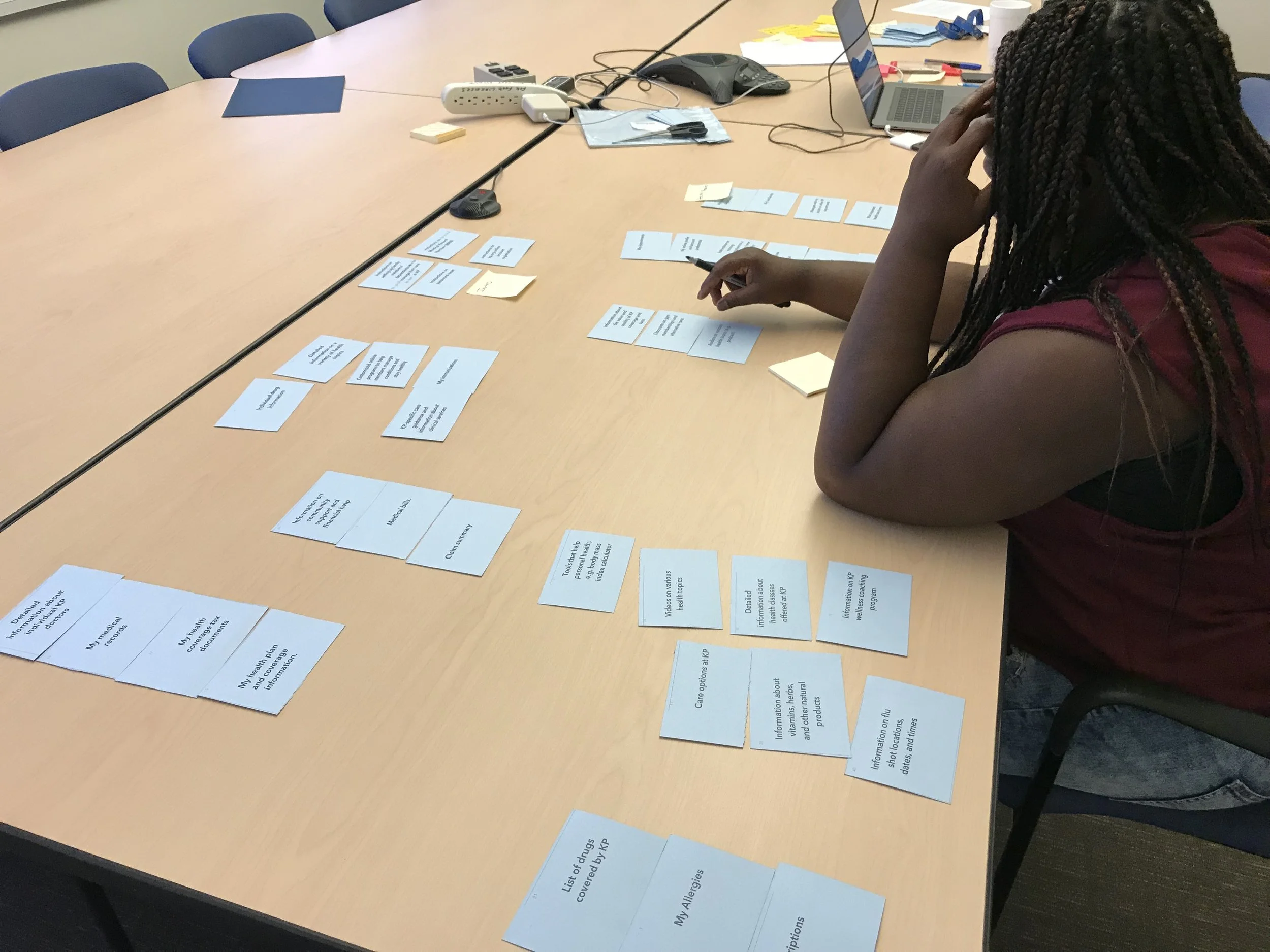 A participant in the card sort session