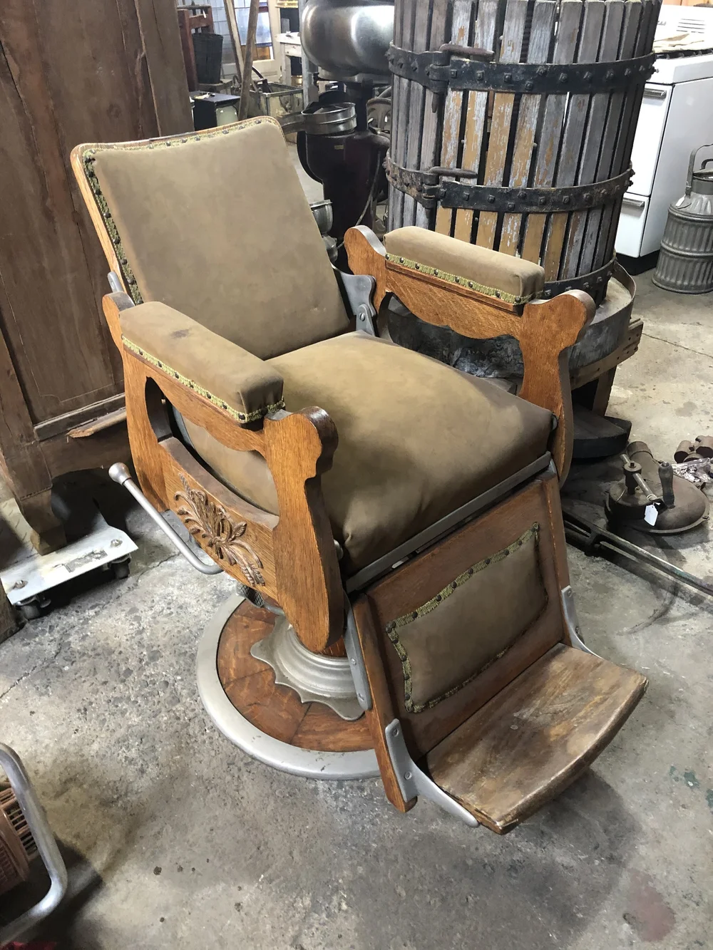Antique Barber Chair — RED BARN ANTIQUES