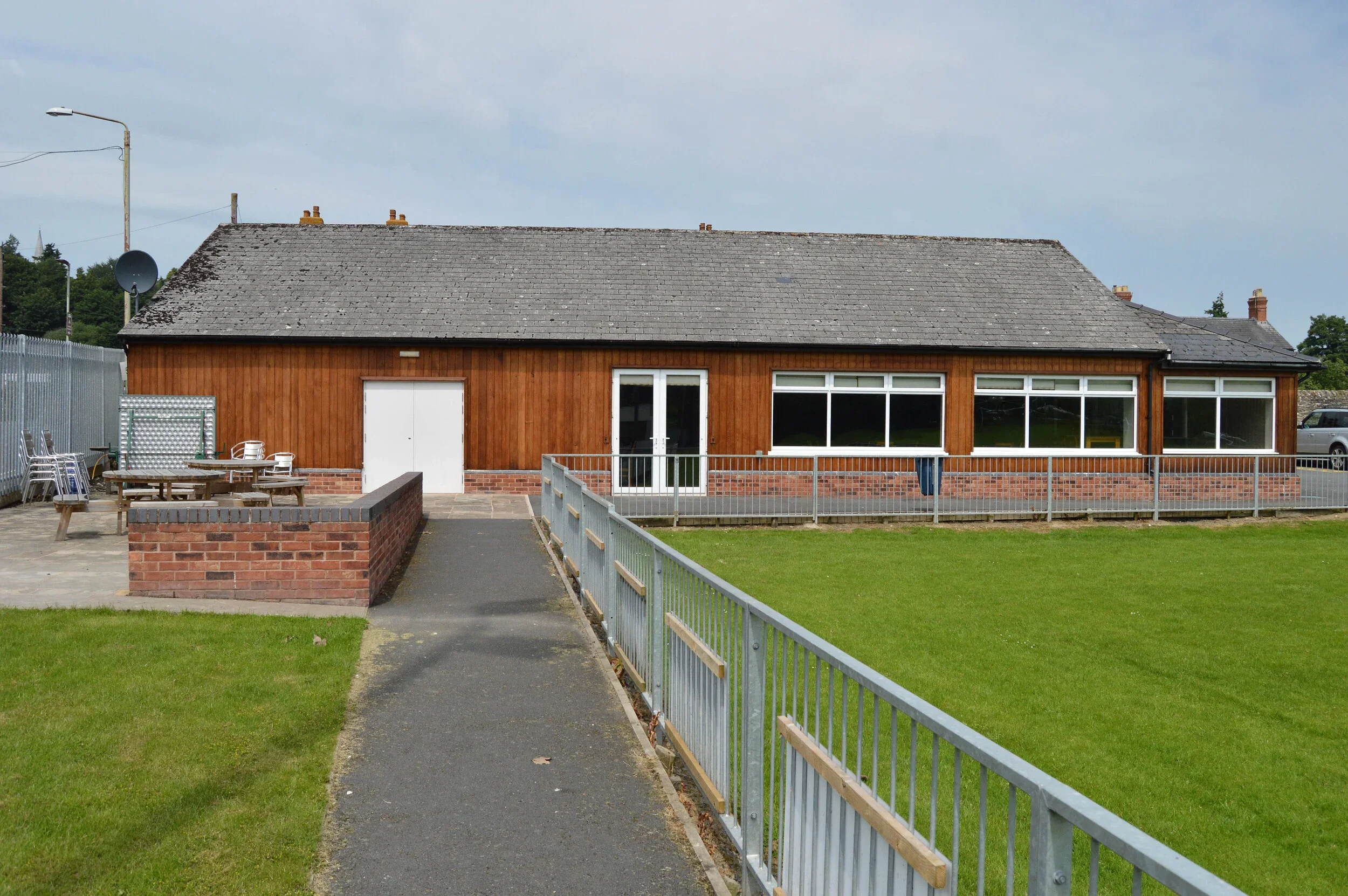 Wooden clad sports clubhouse exterior treated with Treatex cedar oil finish