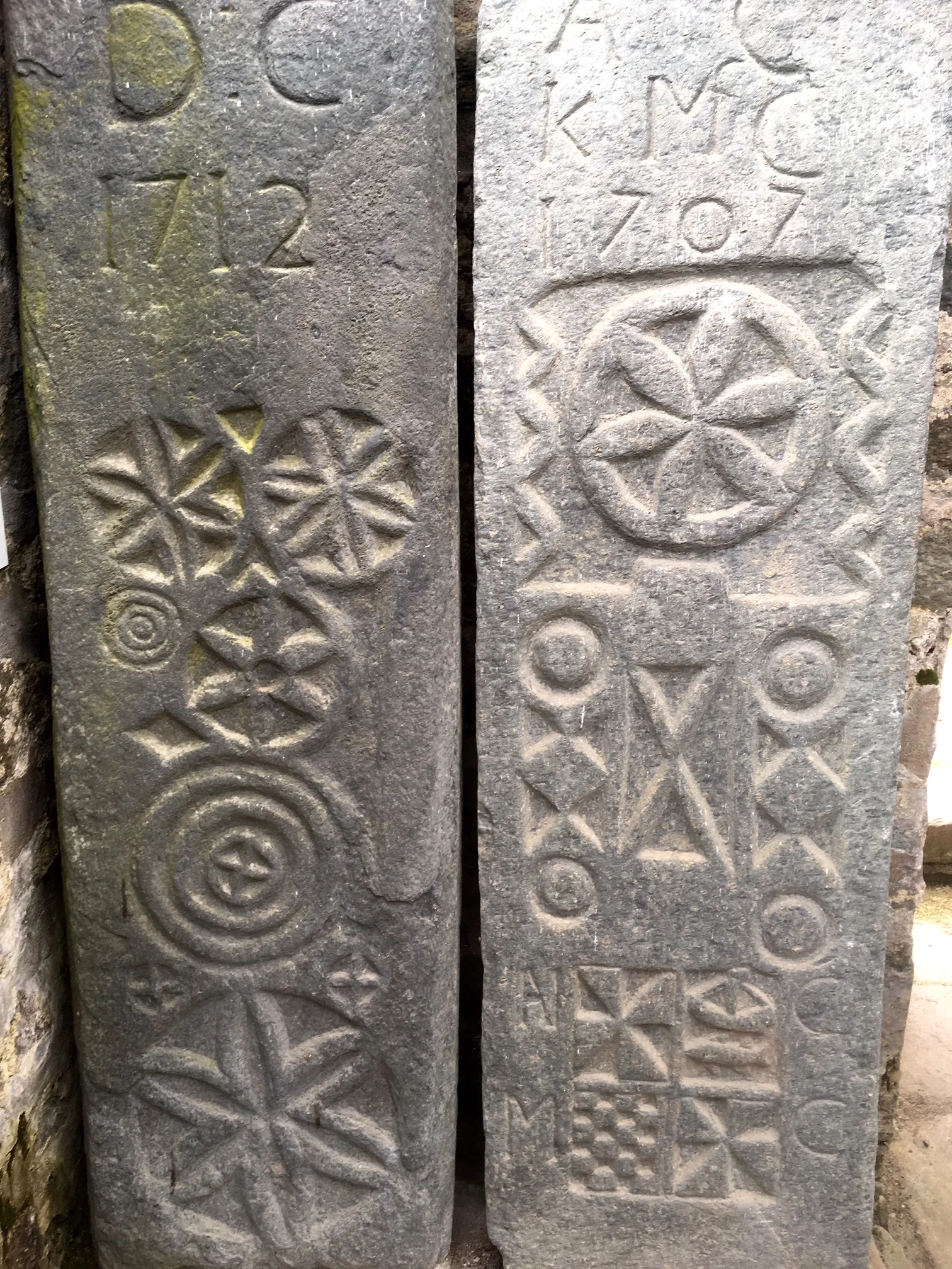 They could be 70's 'flower power' but they were carved in the 1700s