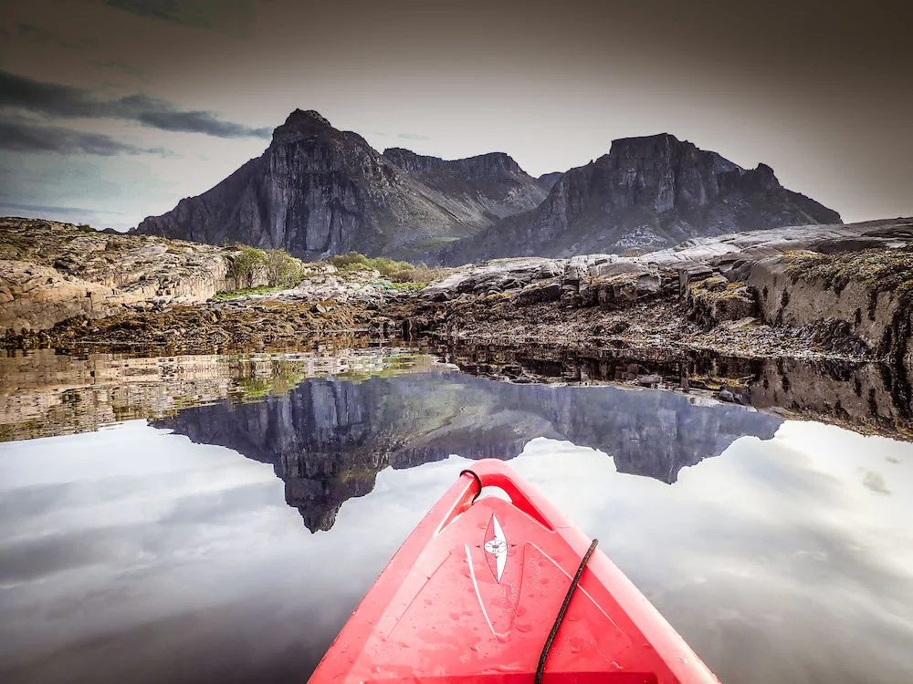 Early morning reflections, kayaking in the beautiful Norwegian fjords