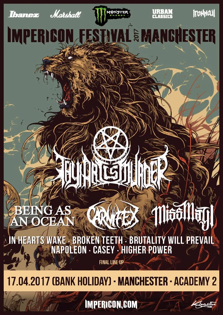 CARNIFEX, BROKEN TEETH, BRUTALITY WILL PREVAIL, NAPOLEON and HIGHER POWER announced for Impericon Festival 2017