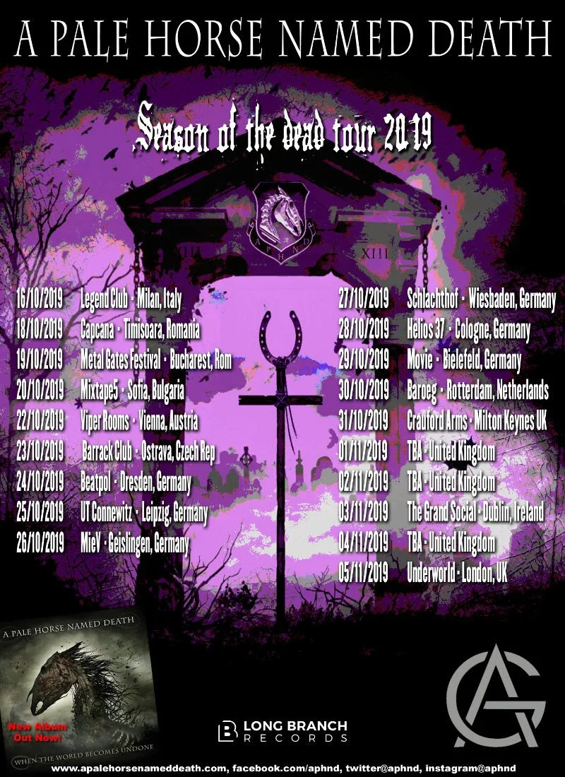  A PALE HORSE NAMED DEATH announce Season Of The Dead tour 2019