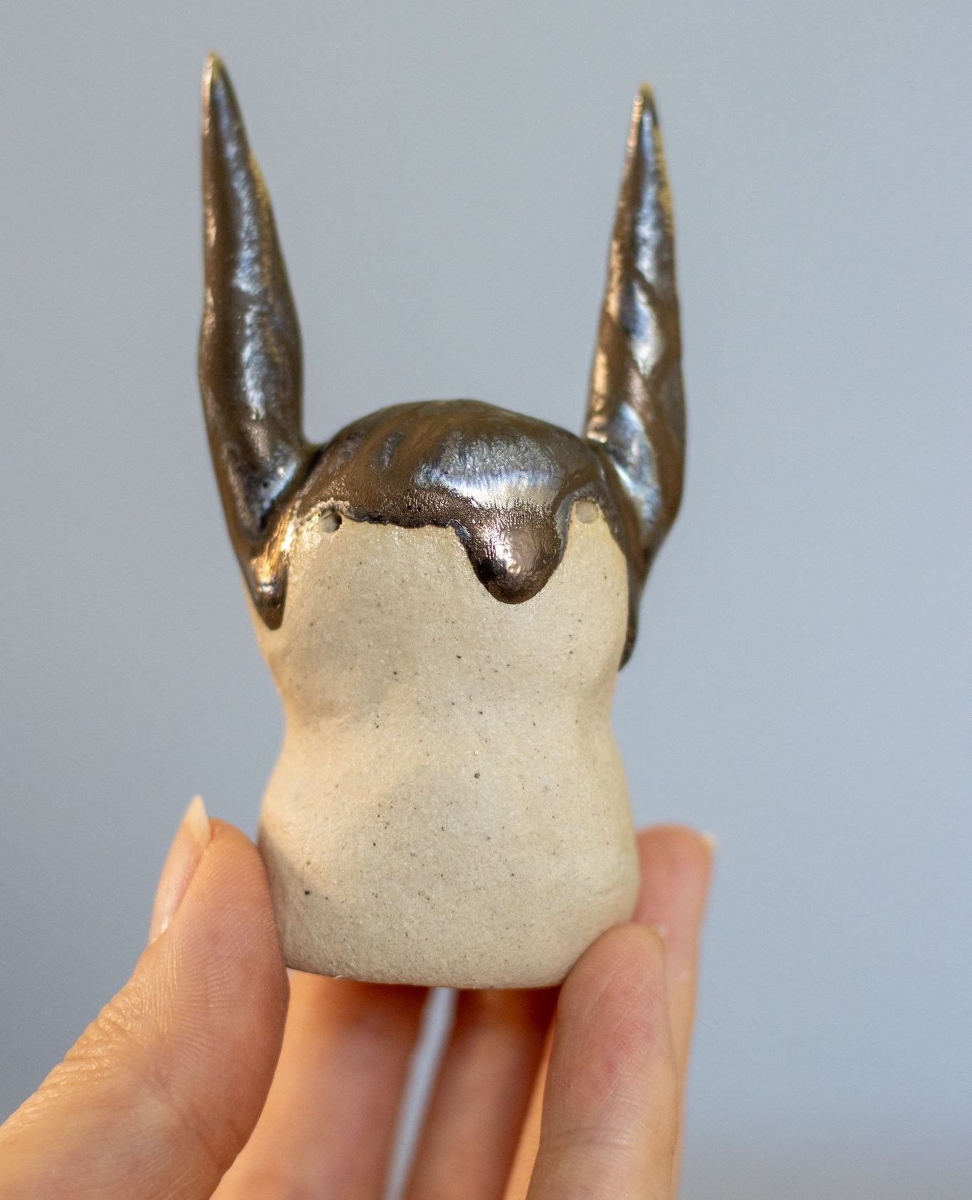 Mini Monster | Bronze⁠
⁠
Yummy. Look at that drip. ⁠
⁠
Find your favourite monster friends at www.rachelpresswood.co.uk⁠
⁠
#ceramic #sculpture #tableware #stoneware #pottery #homeware #contemporaryceramics #clay #handmadeceramics⁠
#womenownedbusiness