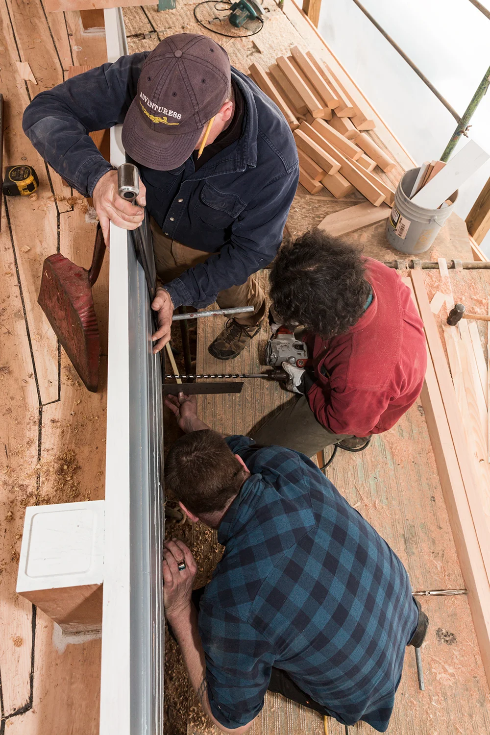 Tom Ward, Andros Kypragoras and and Matt Harkins fitting one of those beautiful chain plates
