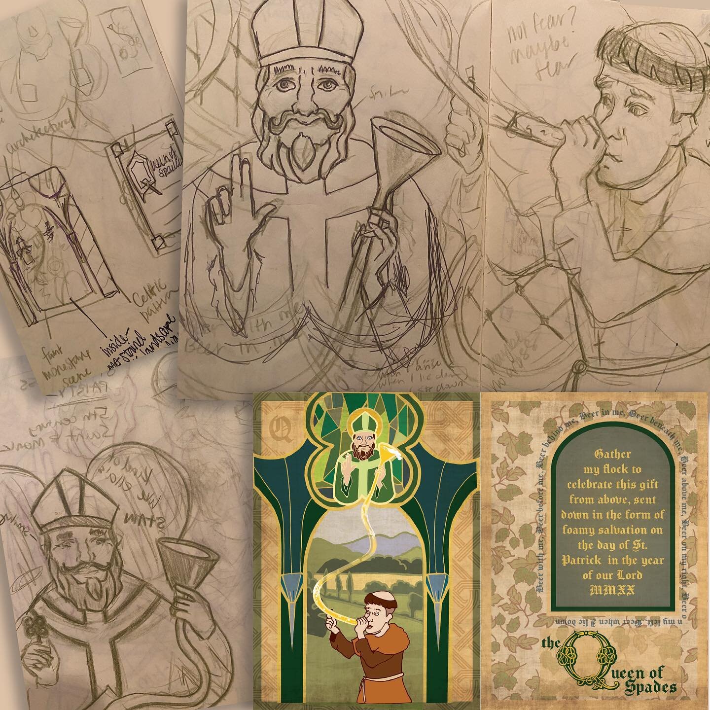 Got some stuff in the works but here&rsquo;s the story behind March 2020 Card Night 🍀History&rsquo;s St.  Patrick but make him River Street ready. Here St. Patrick is helping a 5th century monk funnel beer - but what really was the most fun (usually
