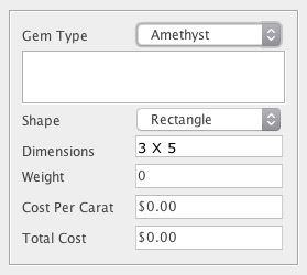 Example for handling of multiple gem type individual stones in a BoM.
