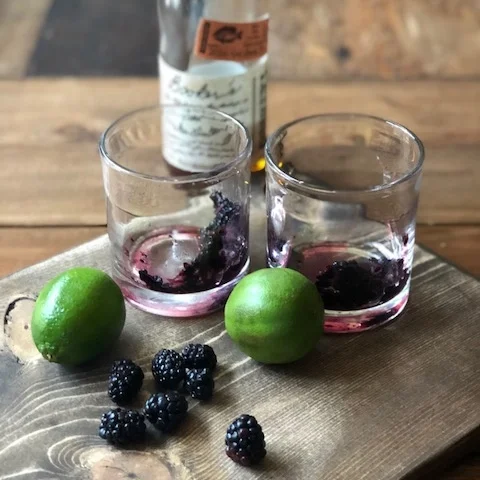 Blackberry, sage and Bourbon cocktail. The fruit is muddled and then mixed with Bourbon, sage simple syrup and fresh lime. Out of this world delicous and easy!