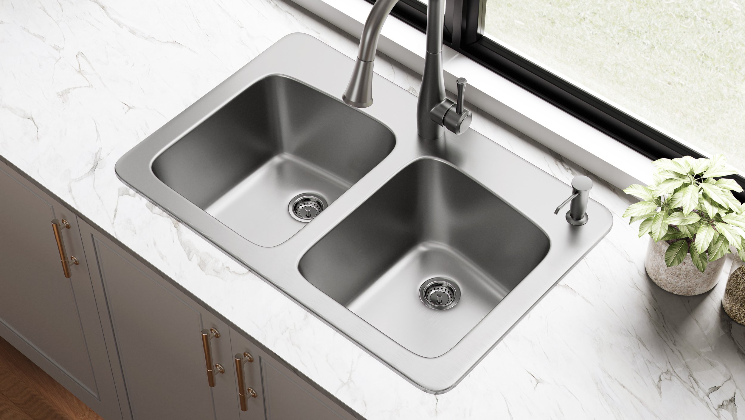 Belmar PWS900 - 33” Drop-In/Undermount 18-Gauge Stainless Steel Kitchen Sink