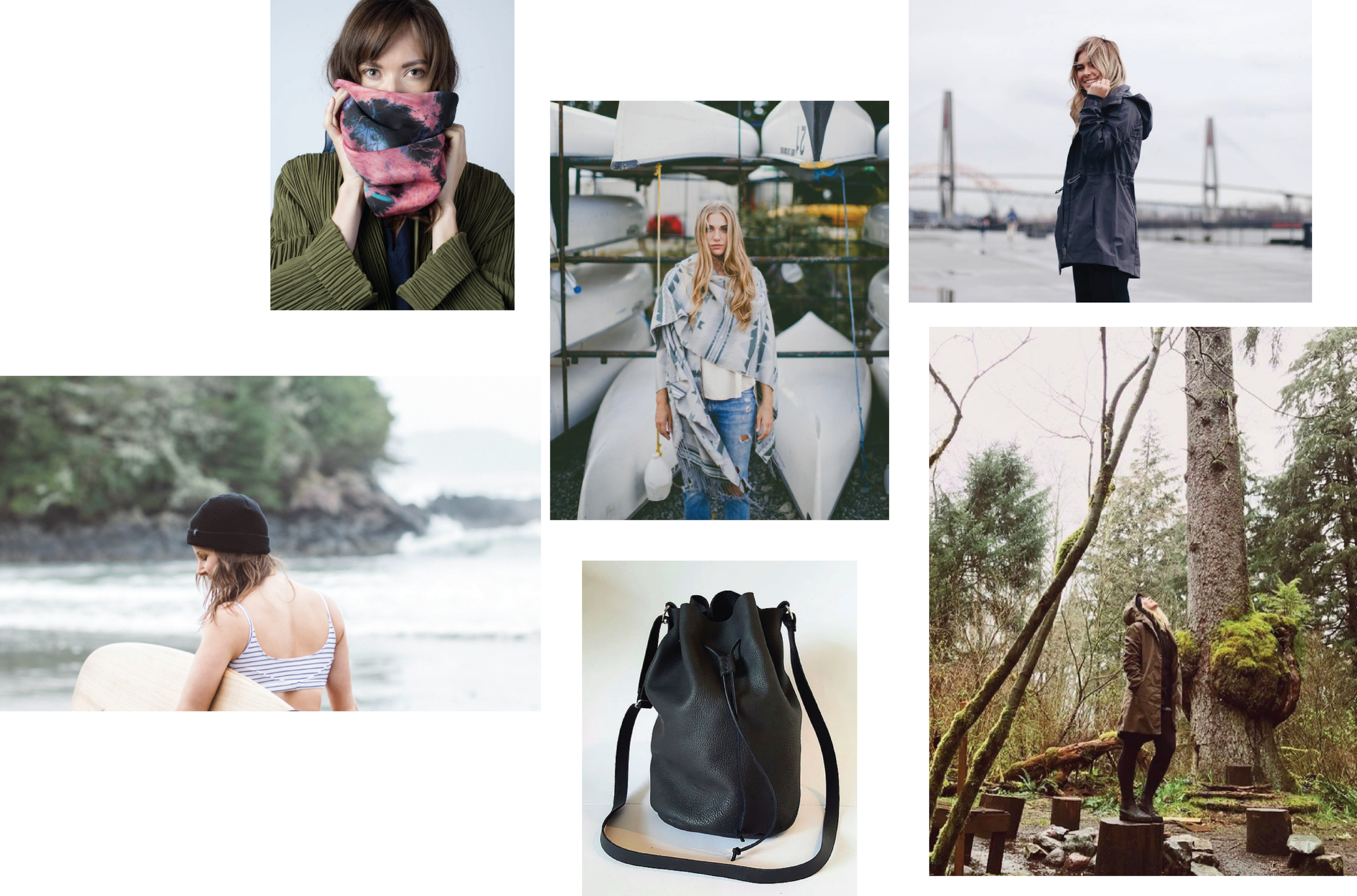 Clockwise L to R: Hermit & Anemone, Jackson Rowe, Hunni's, Wild and Heart, Your Bag of Holding, Parc Swimwear