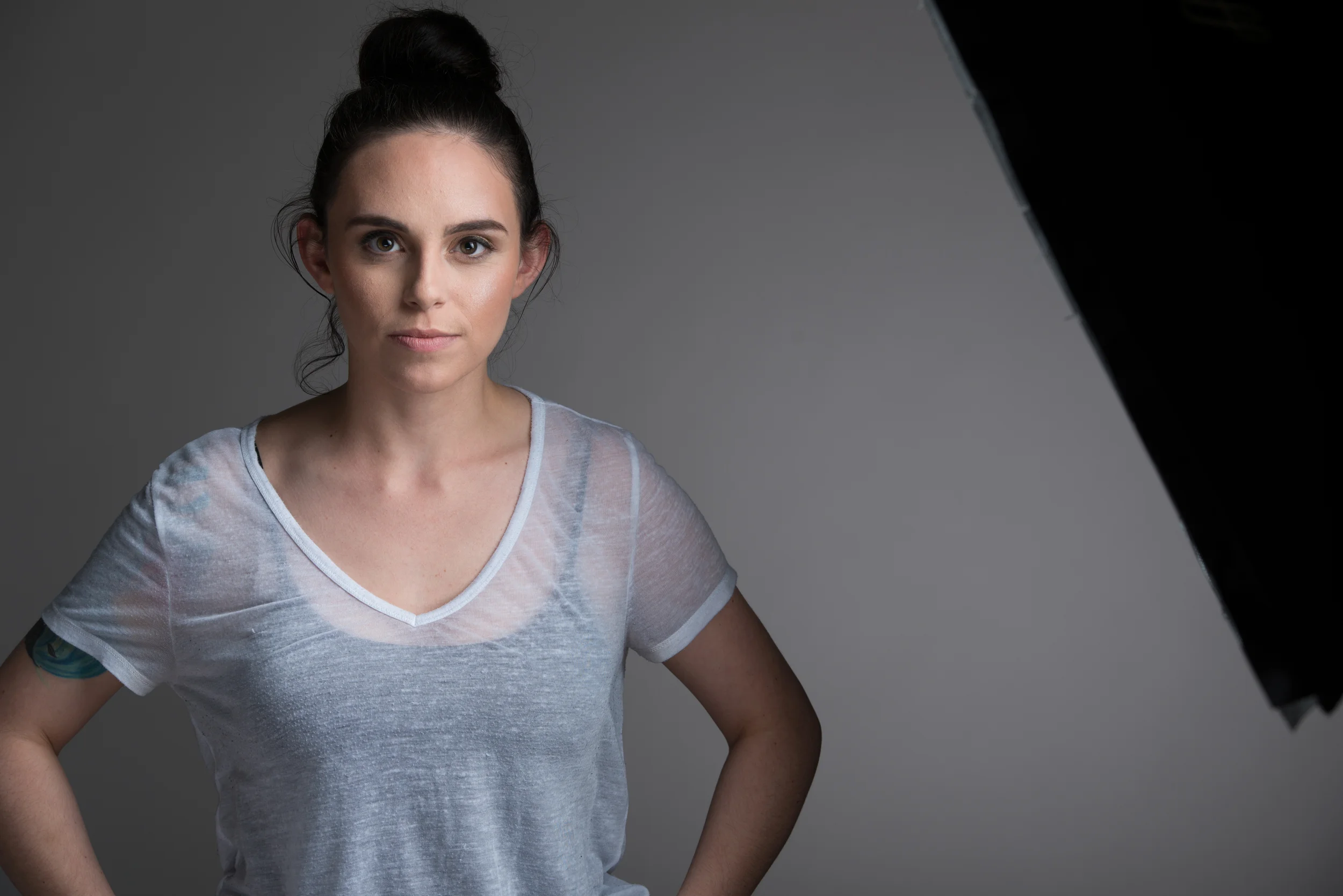 Testing the light with fellow photographer, Kelly Spence.