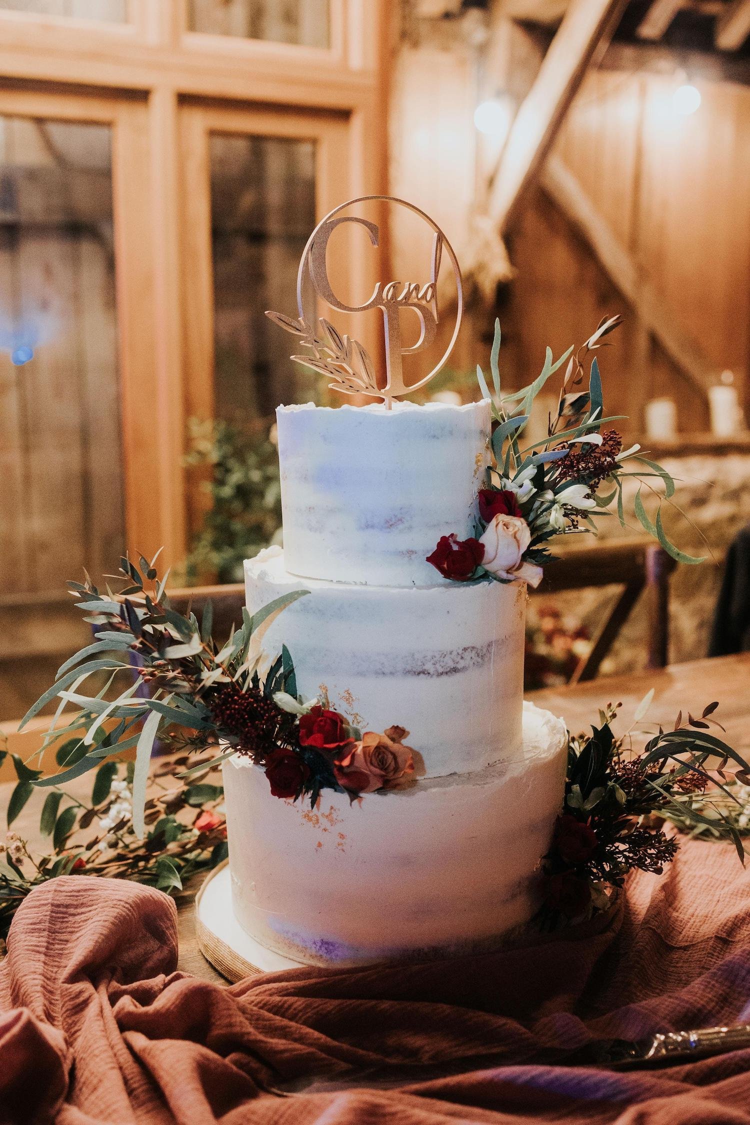 Winter semi-naked wedding cake
