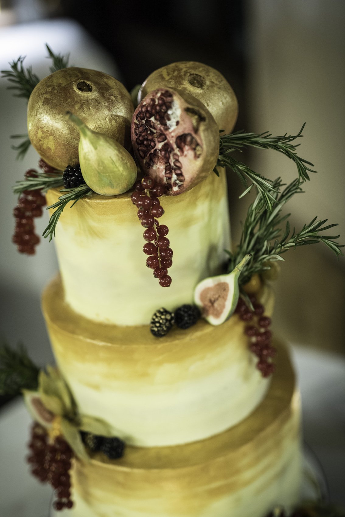 Golden fruit buttercream wedding cake