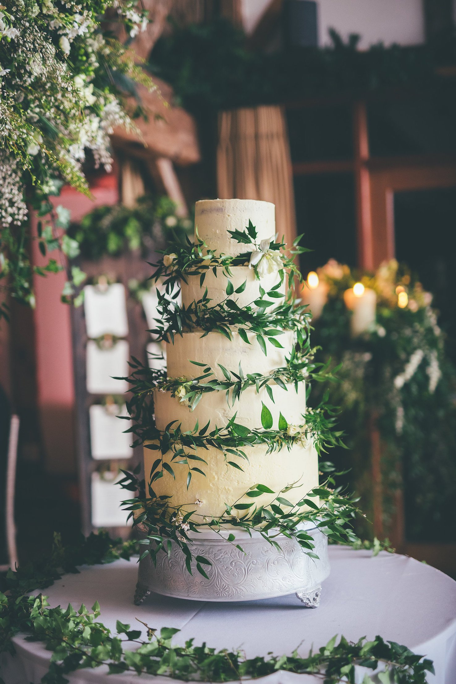 Leaf garland buttercream wedding cake