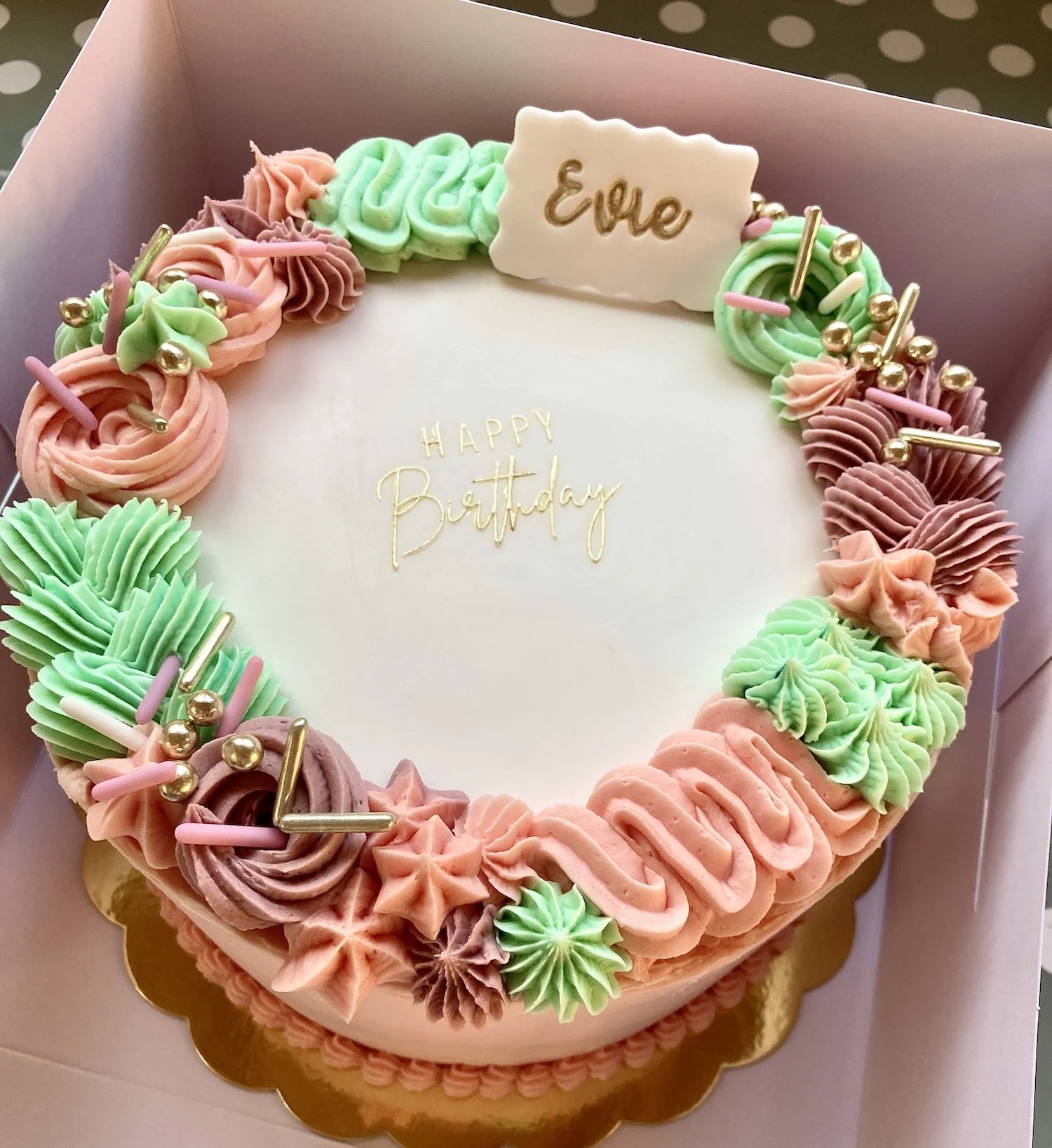 Pink, purple and sage Garland Celebration Cake