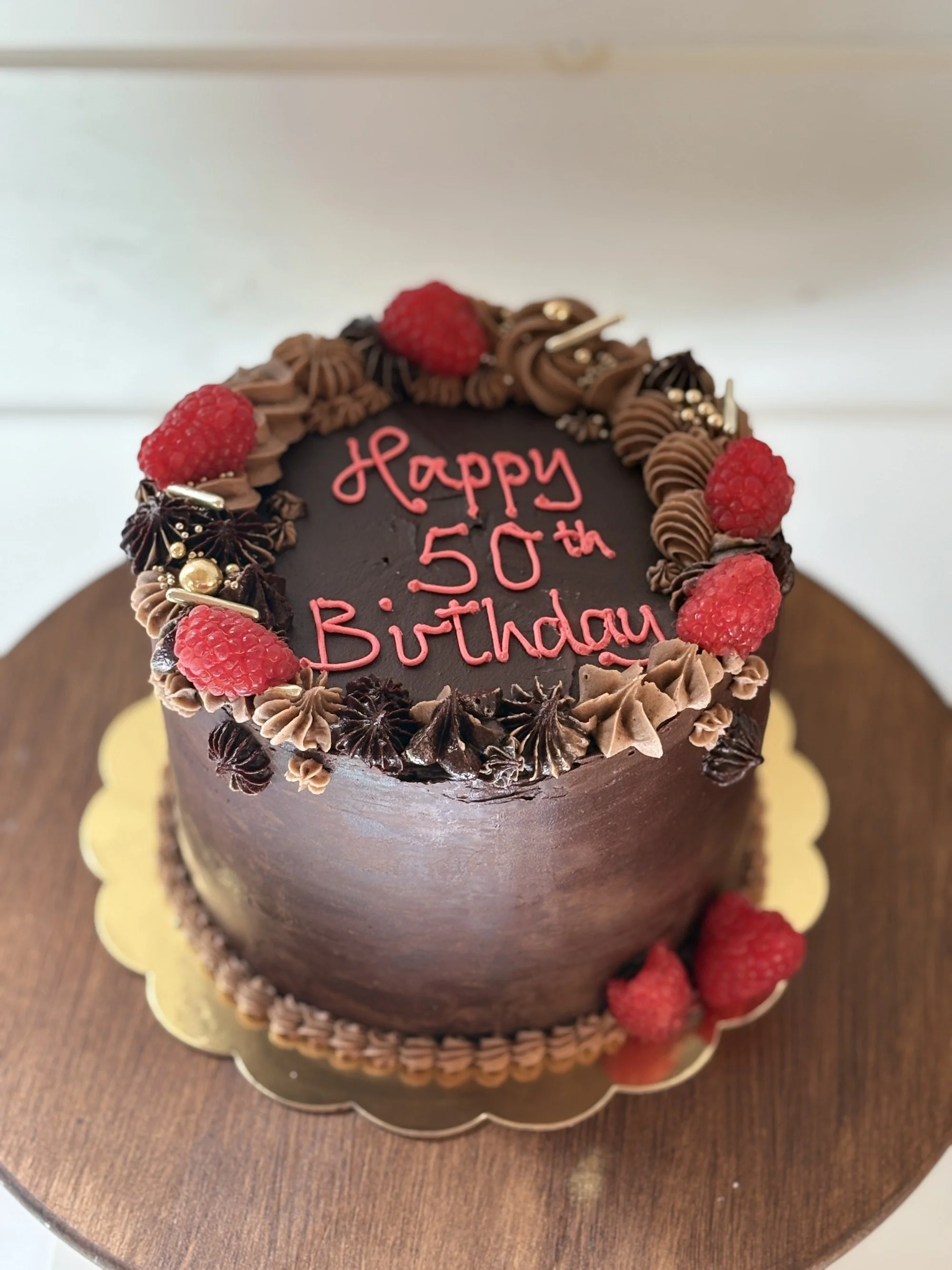 Chocolate ganache and raspberry Garland cake