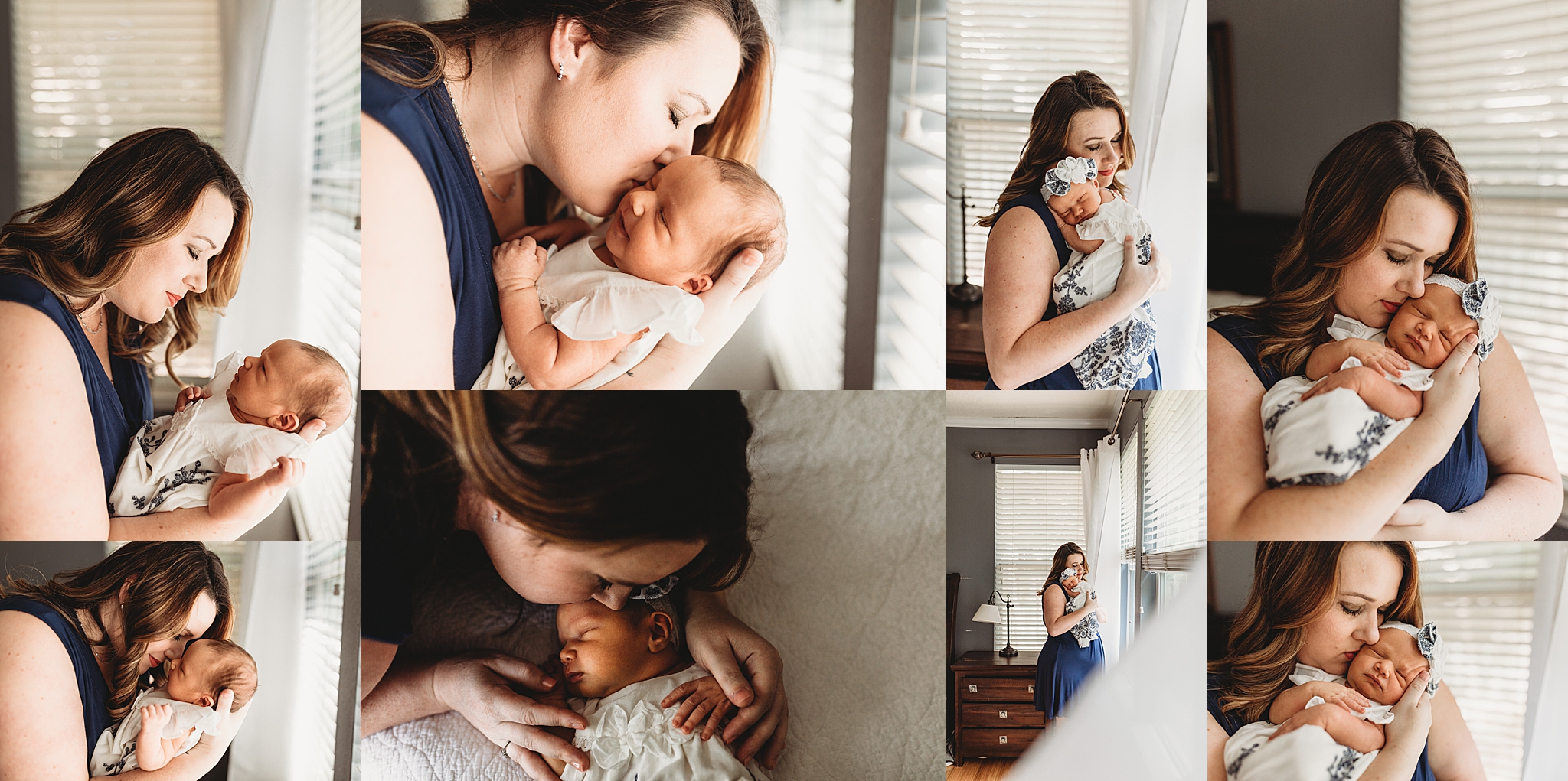 mommy-and-baby-girl-newborn-session-on-all-white-bed
