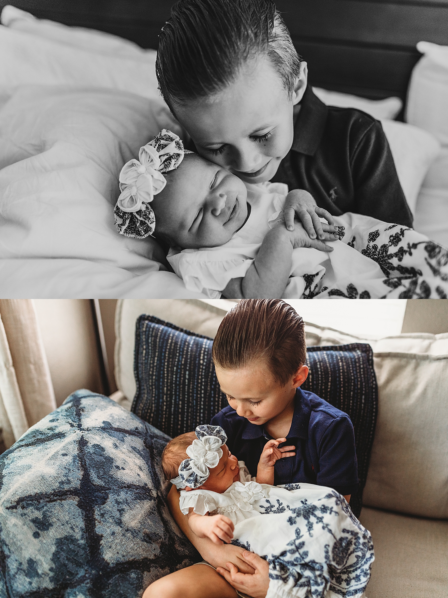 lifestyle-newborn-session-with-big-brother-on-couch