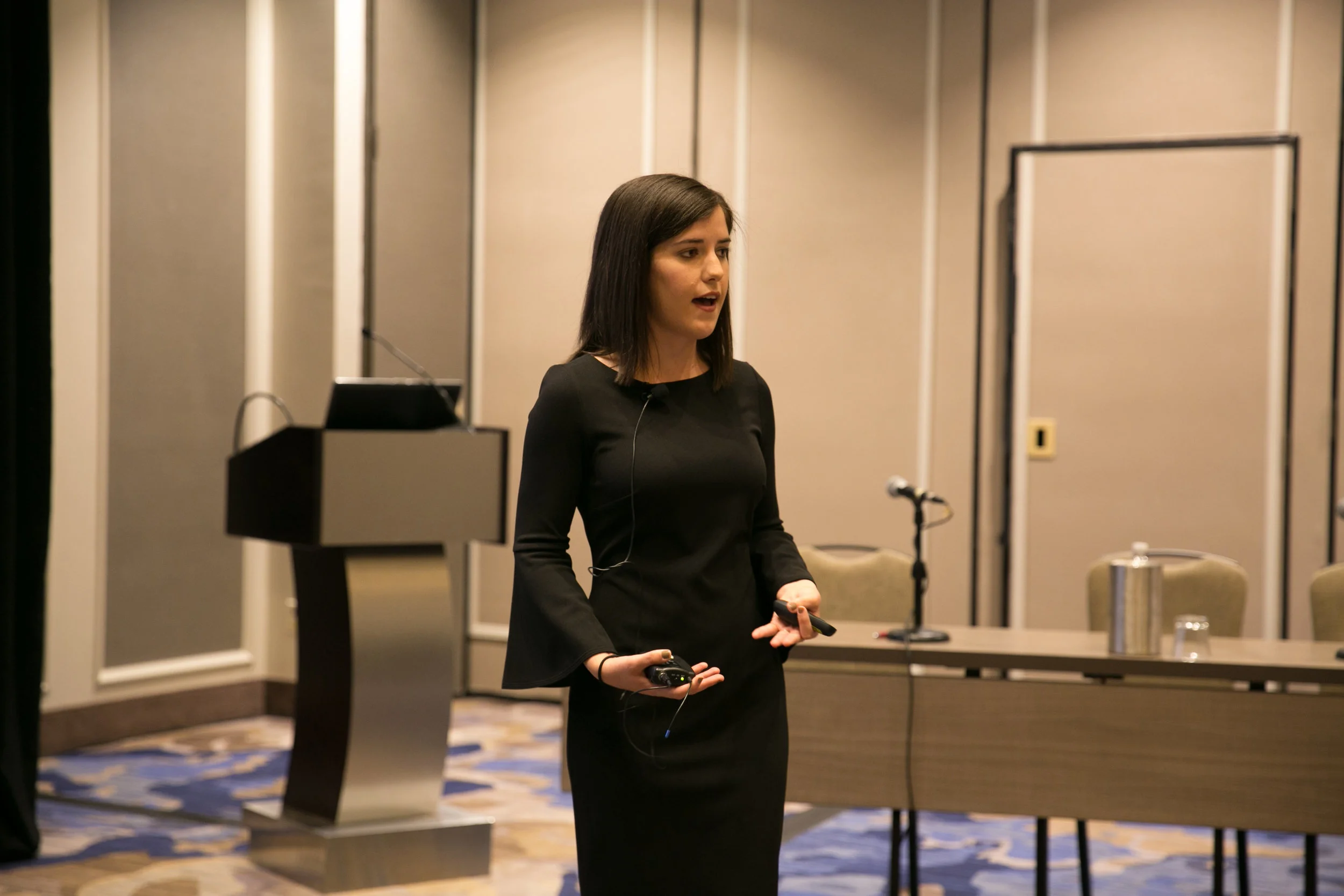 2018 Excellence in Agriculture finalist Jamie Bourdreaux Lee of Vermilon Parish gives her Excellence in Ag presentation at the 96th Annual Convention of the Louisiana Farm Bureau Federation in New Orleans. Photo by Monica Velasquez.