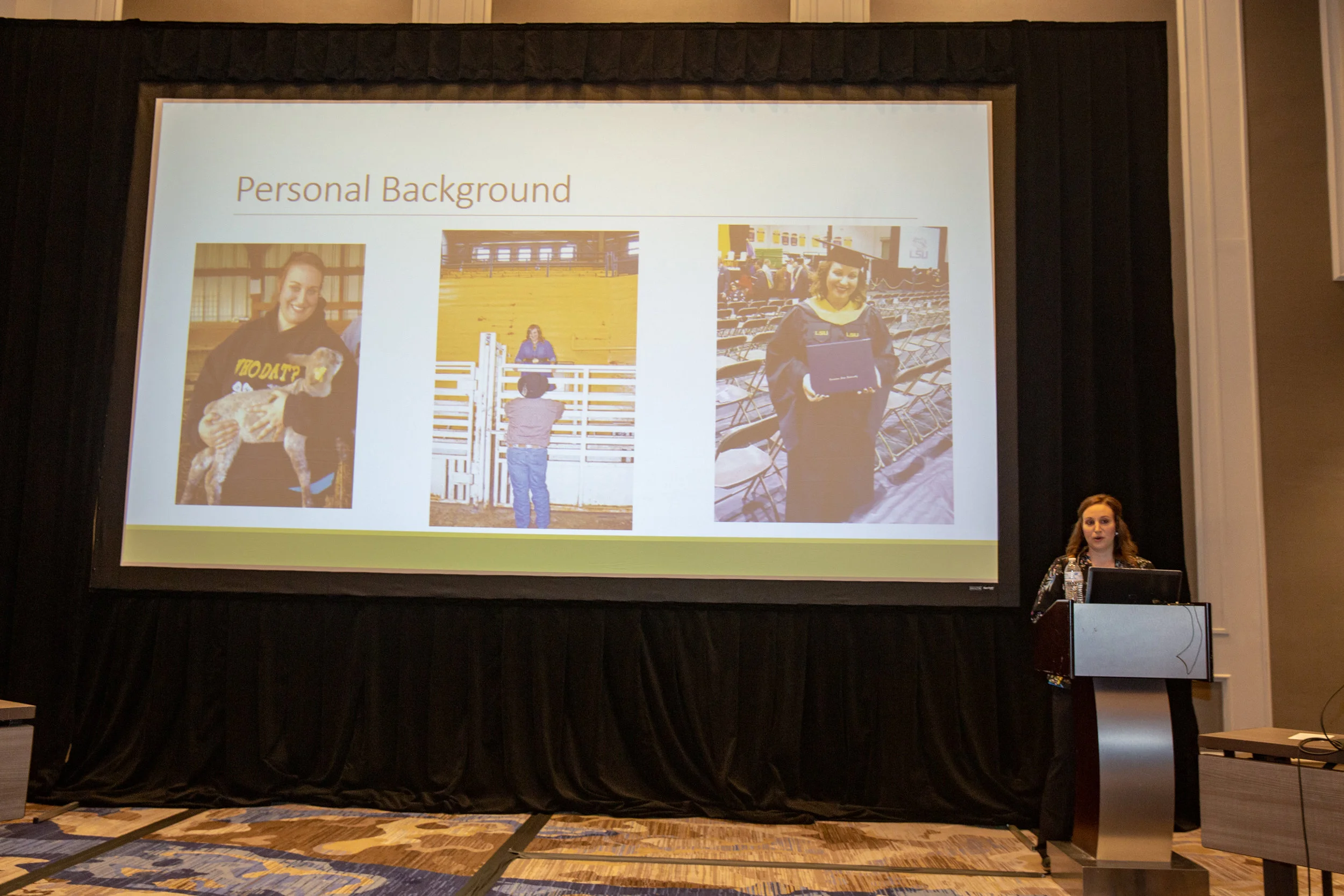 Hannah Devall of St. Martin Parish competes in the 2019 Louisiana Farm Bureau Young Farmers and Ranchers Excellence in Agriculture contest at the 97th Annual Convention of the Louisiana Farm Bureau Federation in New Orleans.