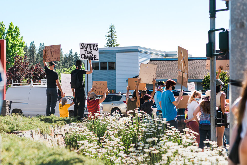 Peaceful Demonstration in Rural Grass Valley, California Protest photographed by Lenka Vodicka