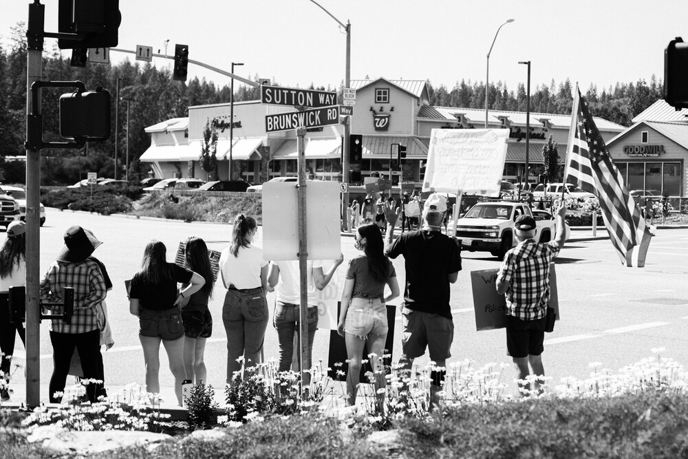 Peaceful Demonstration in Rural Grass Valley, California Protest photographed by Lenka Vodicka