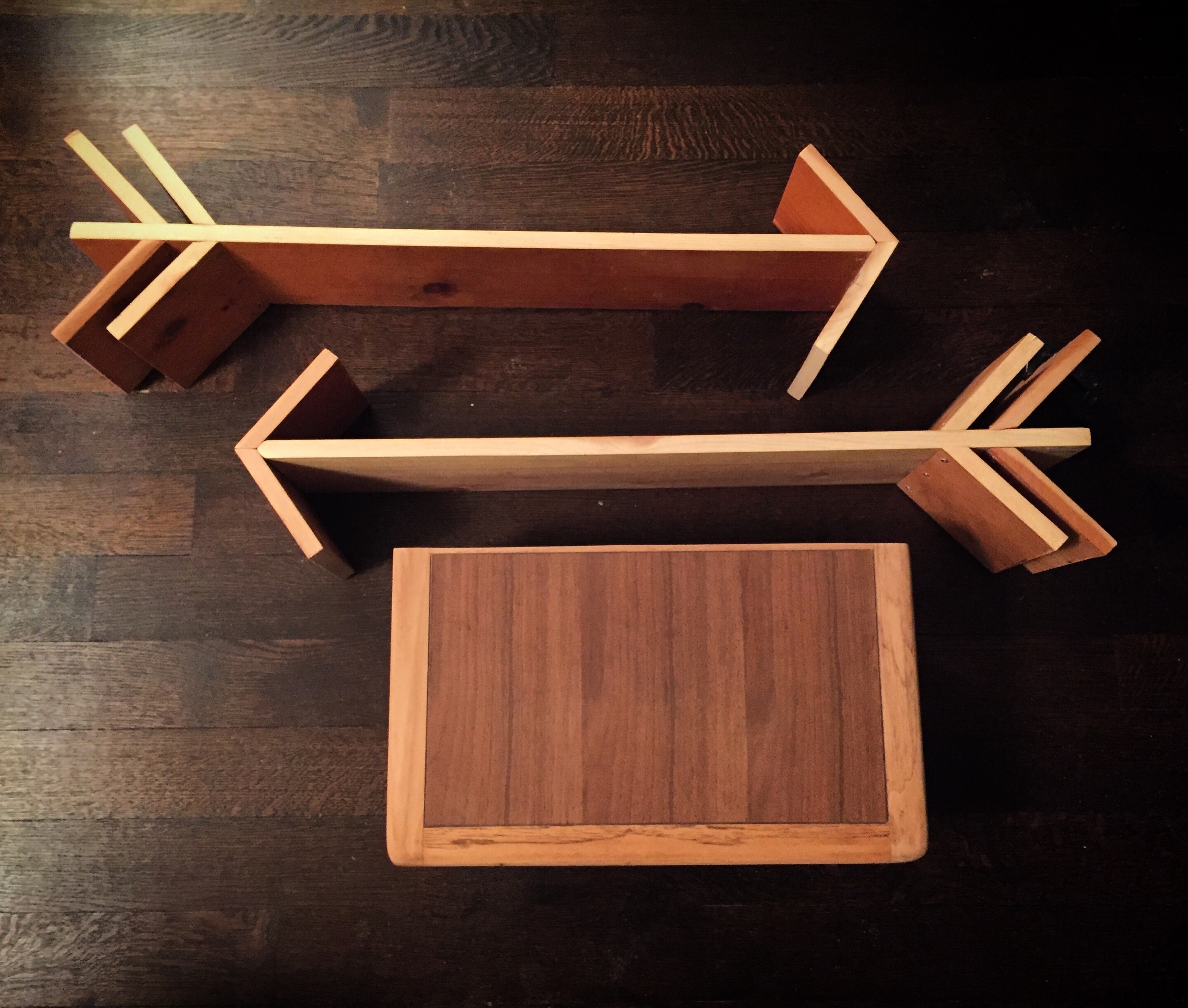 A few arrow shelves I made for the baby's room and a floating Lane shelf I made from an old coffee table.
