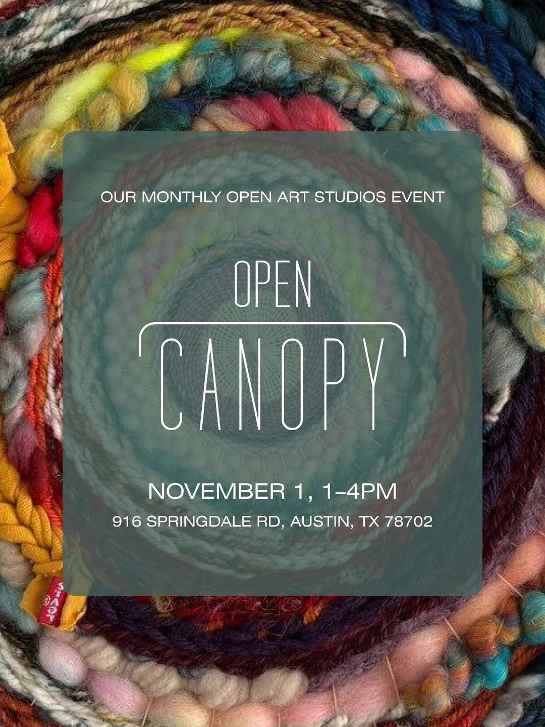 The doors are open this Saturday for Open Canopy! Explore dozens of artists studios, meet artists in their spaces, and catch a glimpse of new work taking shape! Enjoy pop ups on the patio, galleries and live djs all afternoon long every first Saturda