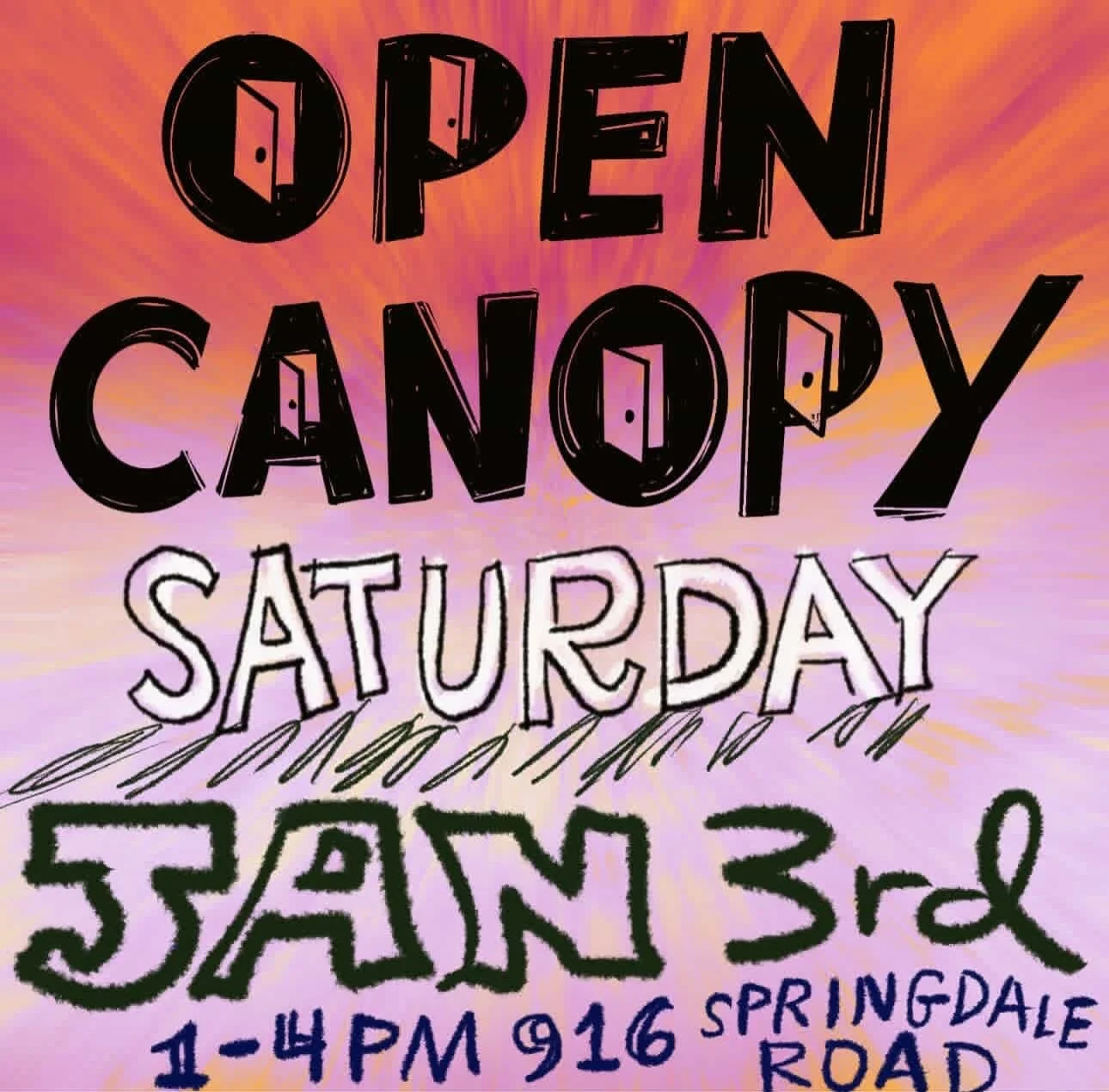 This Saturday marks the first Open Canopy of 2026! 🎊 Join us from 1&ndash;4pm, explore artist studios and galleries, plus enjoy patio tunes by DJ @__thereheis__ 🎵 916 Springdale Rd. 📍 #OpenCanopy

Flyer by @rohit913 🌟
