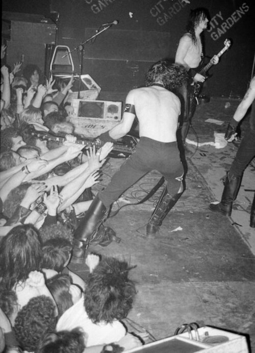 Eerie Von fights off enthusiastic Danzig fans. Photo by Ken Salerno