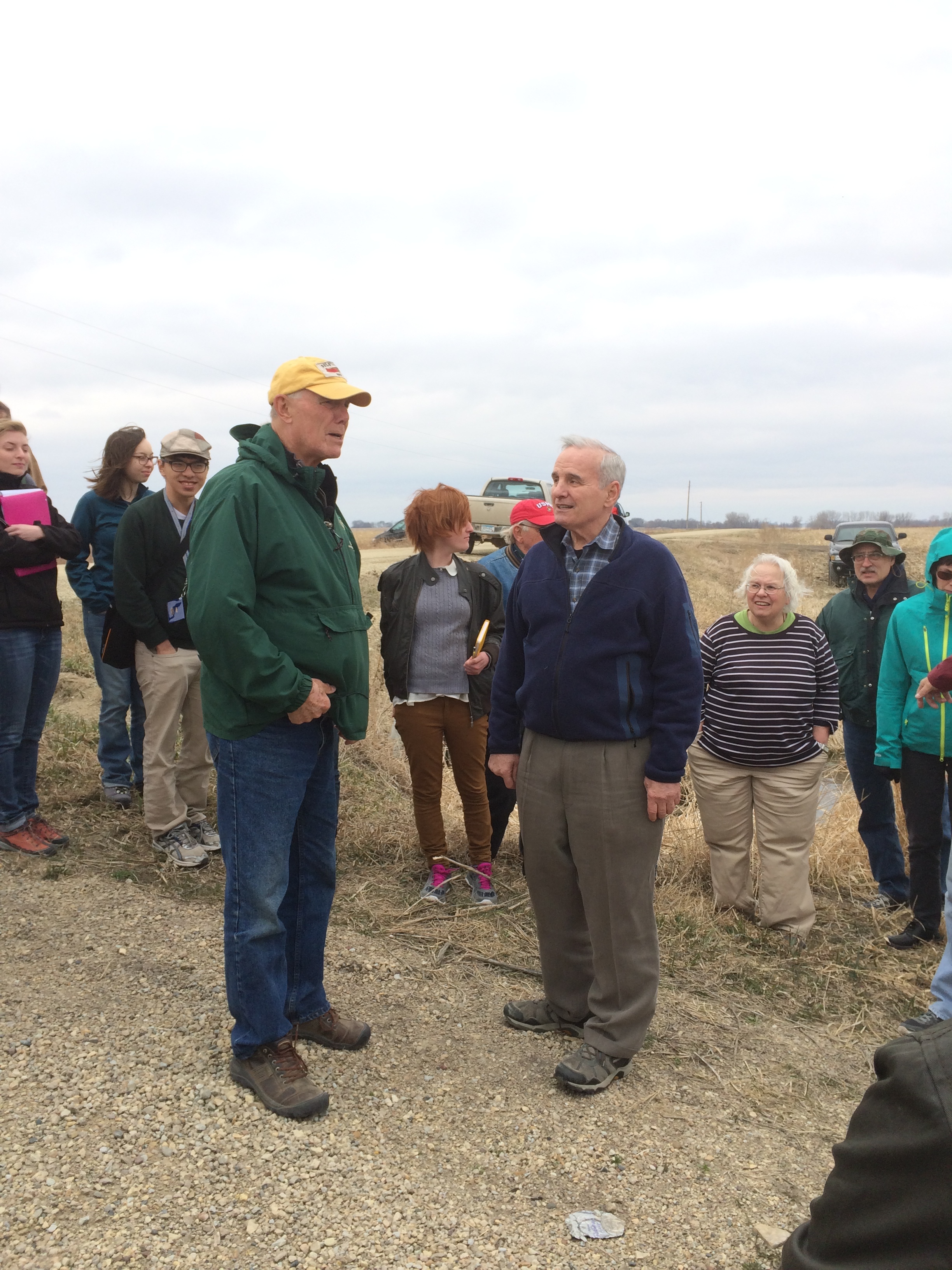 Dave Legvold and Governor Mark Dayton discussing buffer strips on Dave's farm in Northfield - Photo by Rylee Main