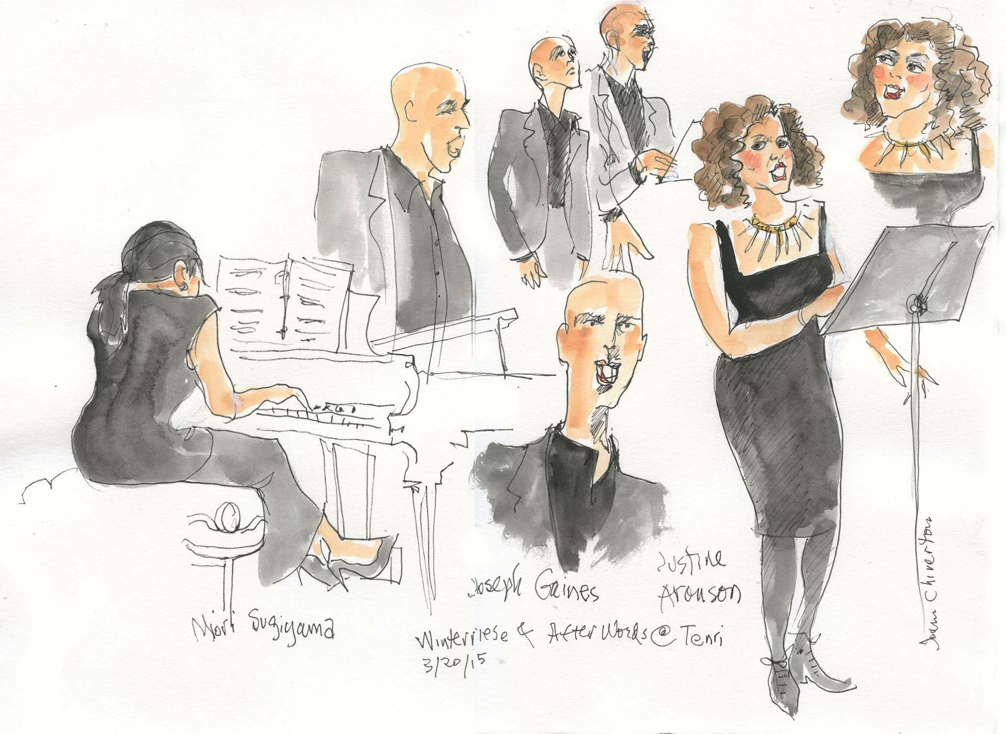 Brooklyn Art Song Society performance. Illustration by Joan Chiverton.
