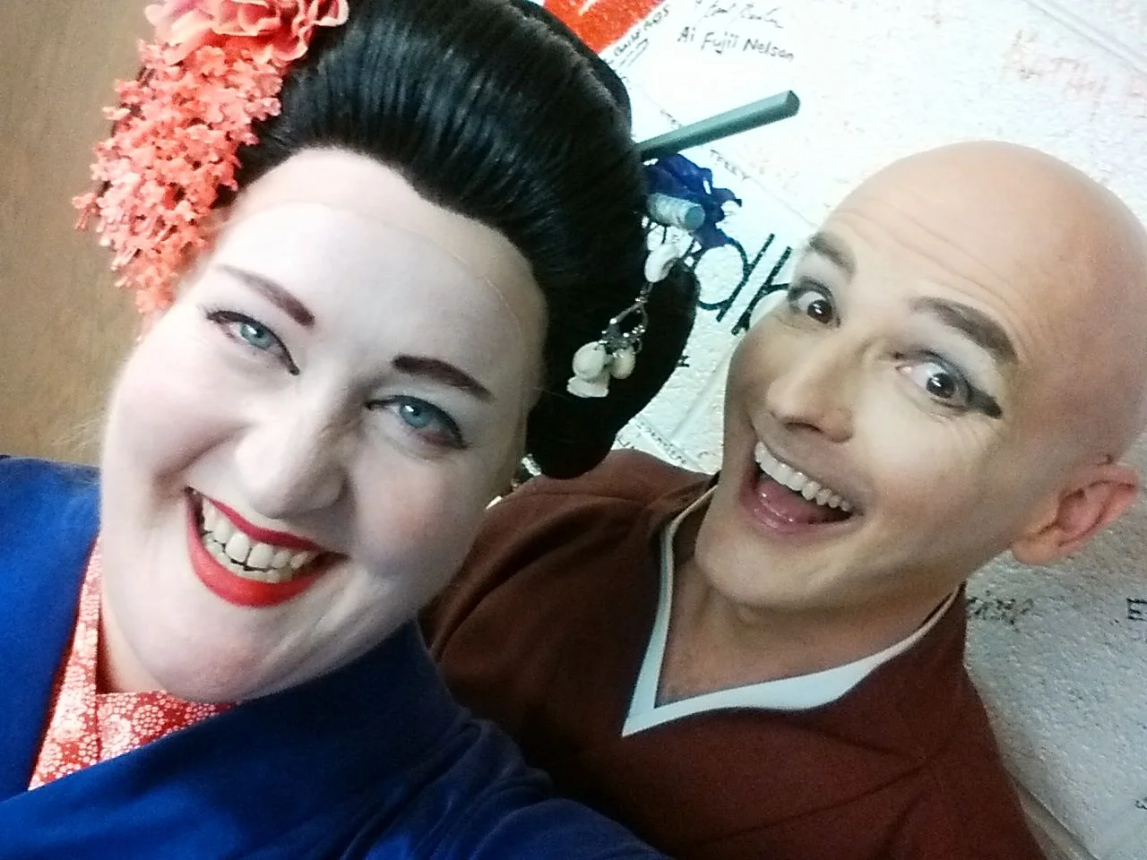 As Goro backstage with Utah Opera BUTTERFLY geisha Christine McDonough, 2014.