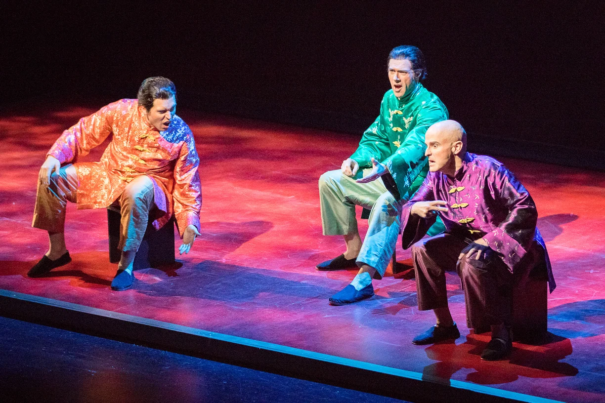 As Pong in TURANDOT (Virginia Opera, 2017). With Ian McEuen (Pang) and Keith Brown (Ping). Photo by Ben Schill Photography.