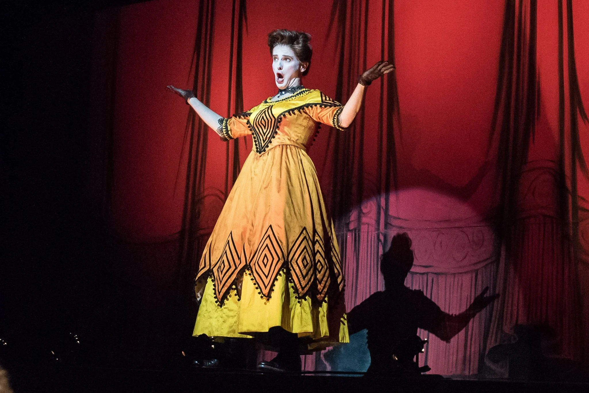 As Dan Leno (playing Madame Gruyere) in the world premiere of ELIZABETH CREE. Opera Philadelphia, 2017. Photo by Steve Pisano.