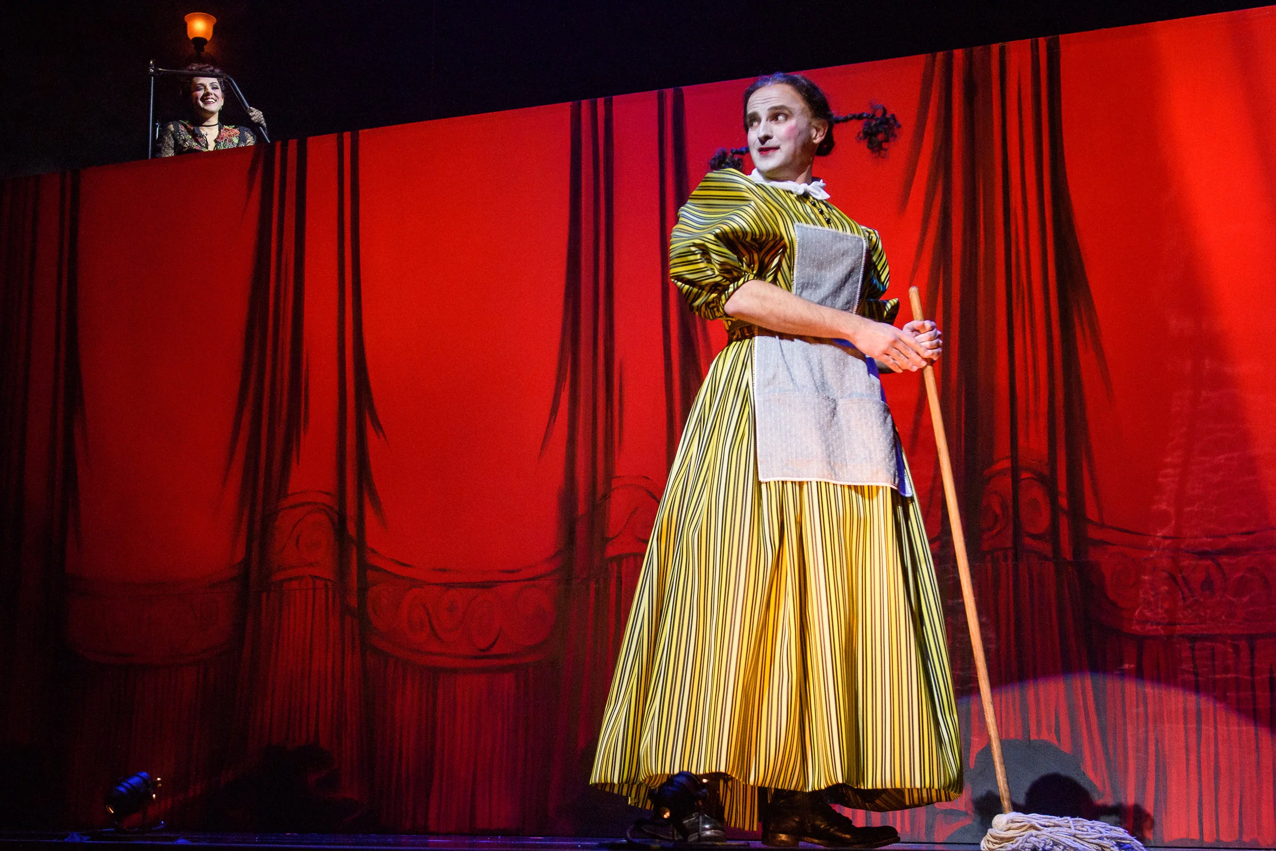 As Dan Leno (playing Bluebeard's Maid and Daniela Mack in the title role) in the world premiere of ELIZABETH CREE. Opera Philadelphia, 2017. Photo by Steve Pisano.